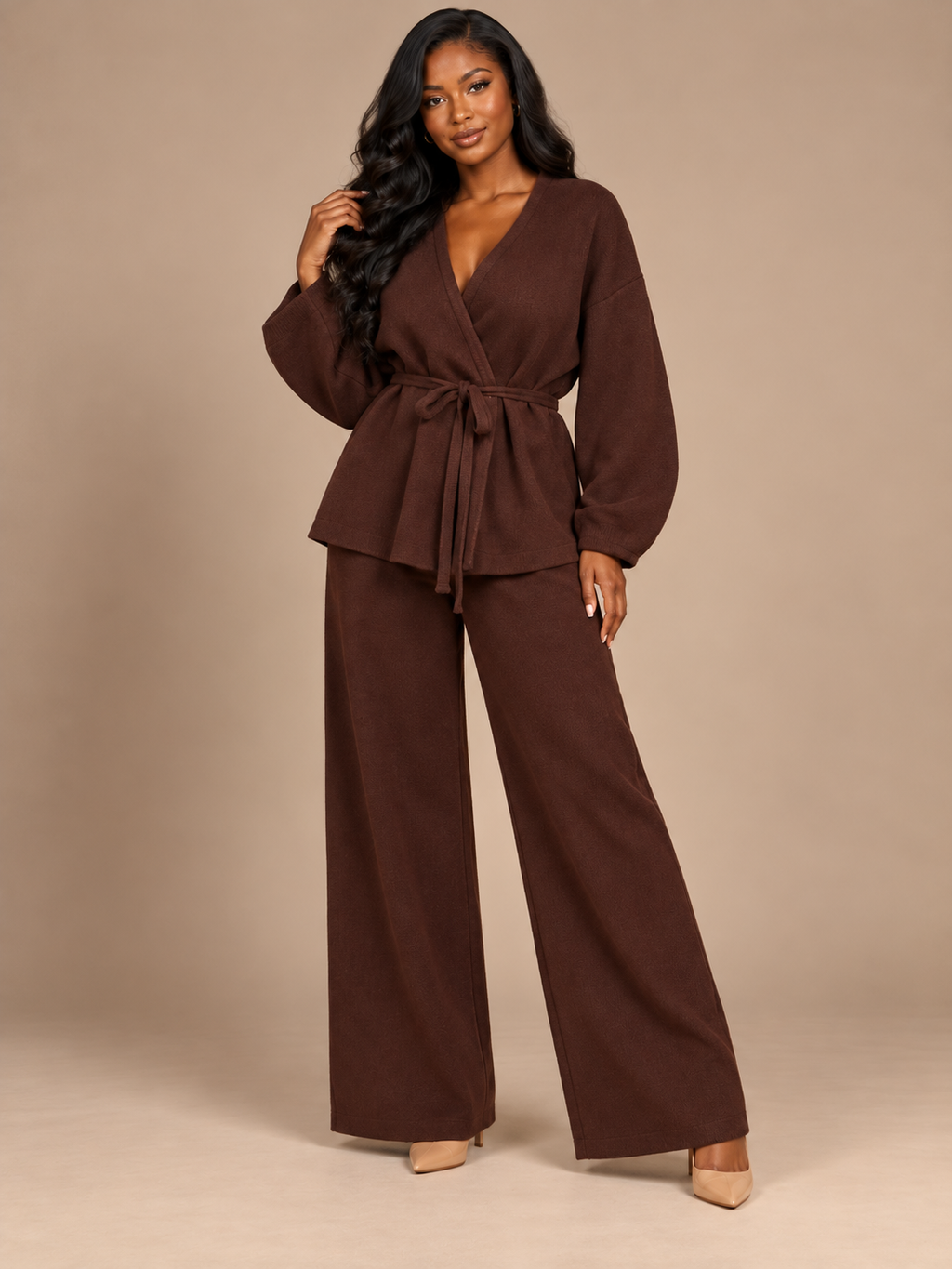 ENSEMBLE CARDIGAN CROISÉ PANTALON