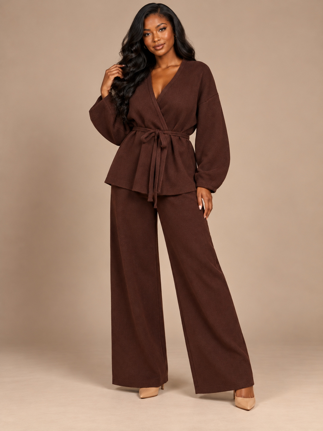 ENSEMBLE CARDIGAN CROISÉ PANTALON