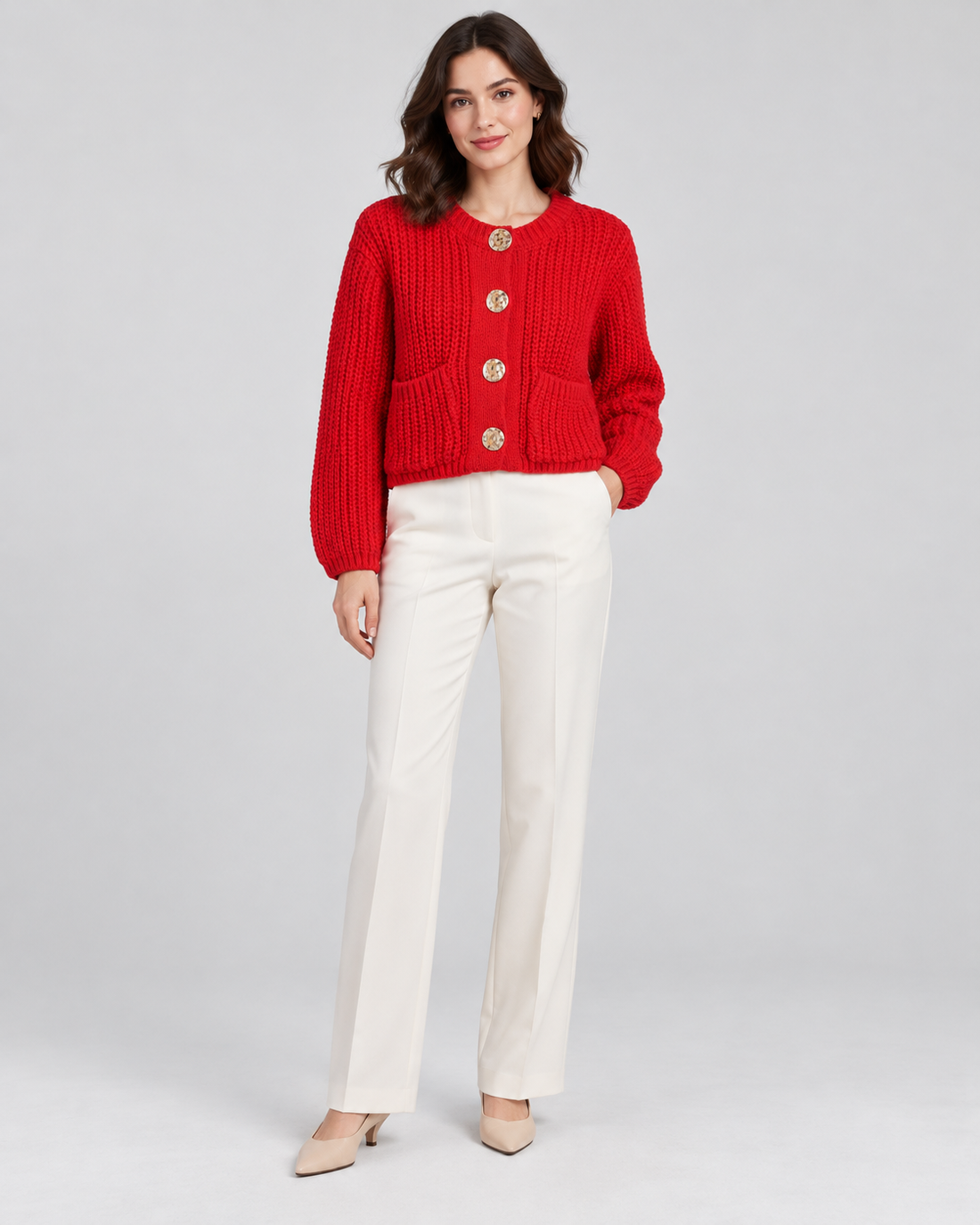 CARDIGAN ÉPAIS UNI BOUTONNÉ