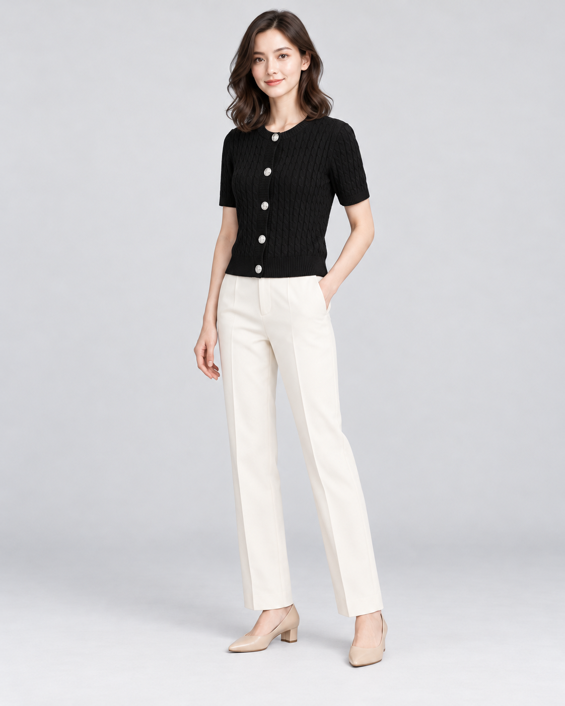 CARDIGAN MANCHE COURTE BOUTONNÉ