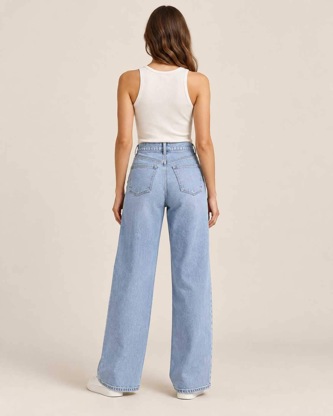 JEAN LARGE BLEU BEIGE MARINE