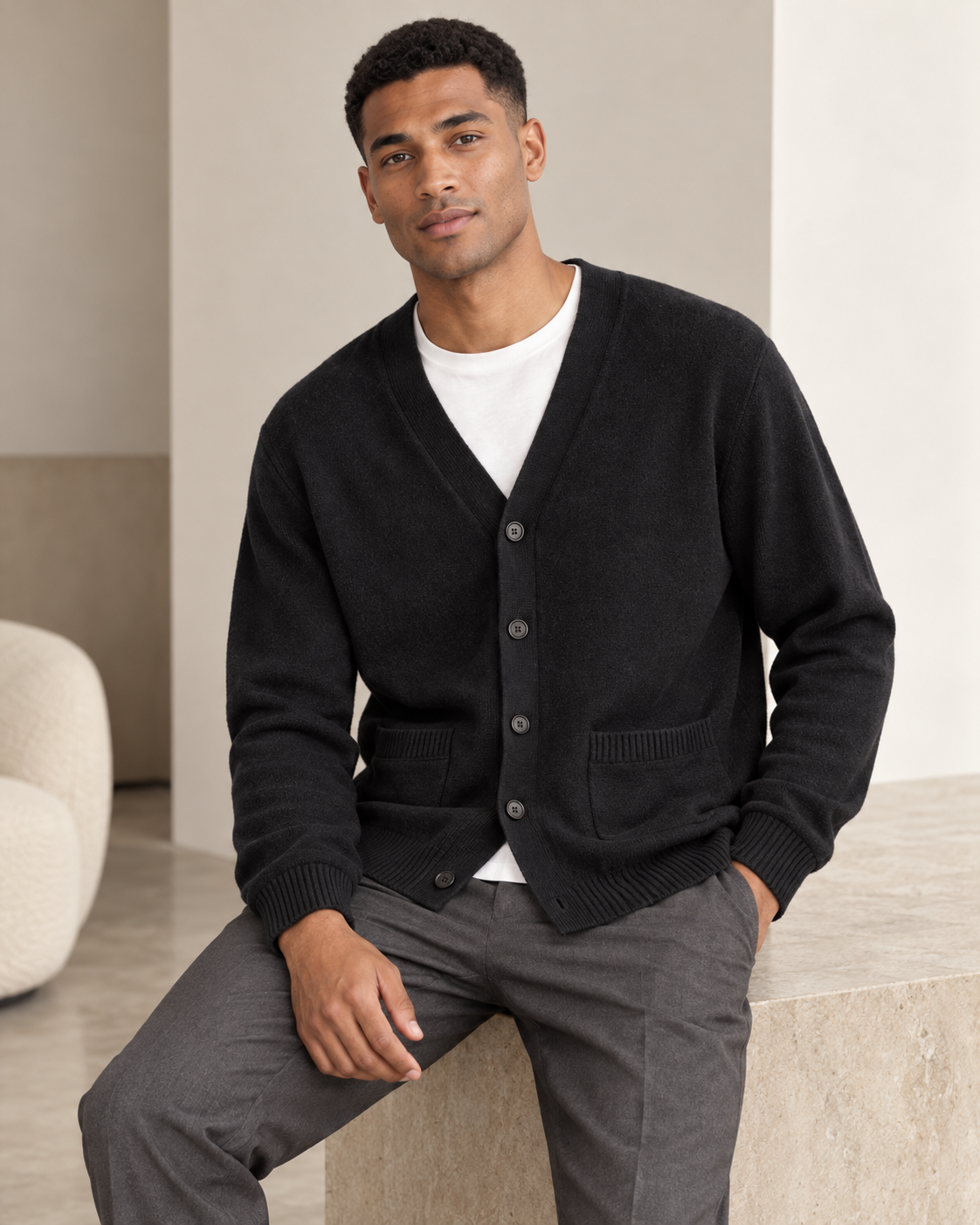 CARDIGAN BOUTONNÉ COL V