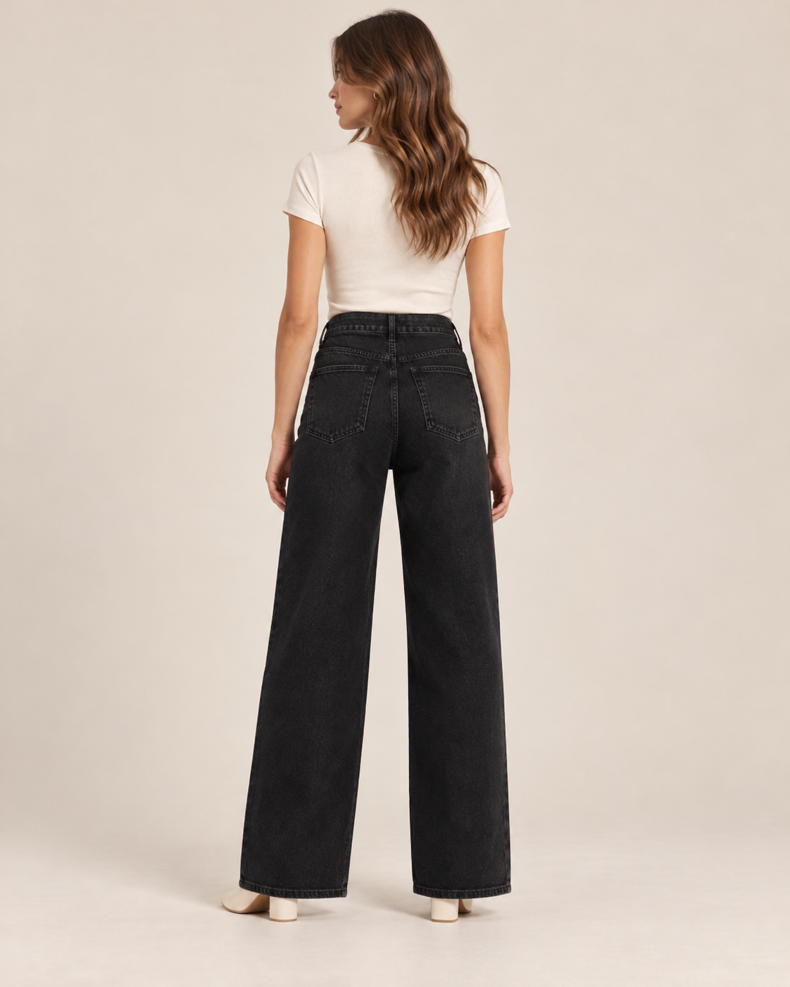 JEAN LARGE TAILLE HAUTE DÉLAVÉ