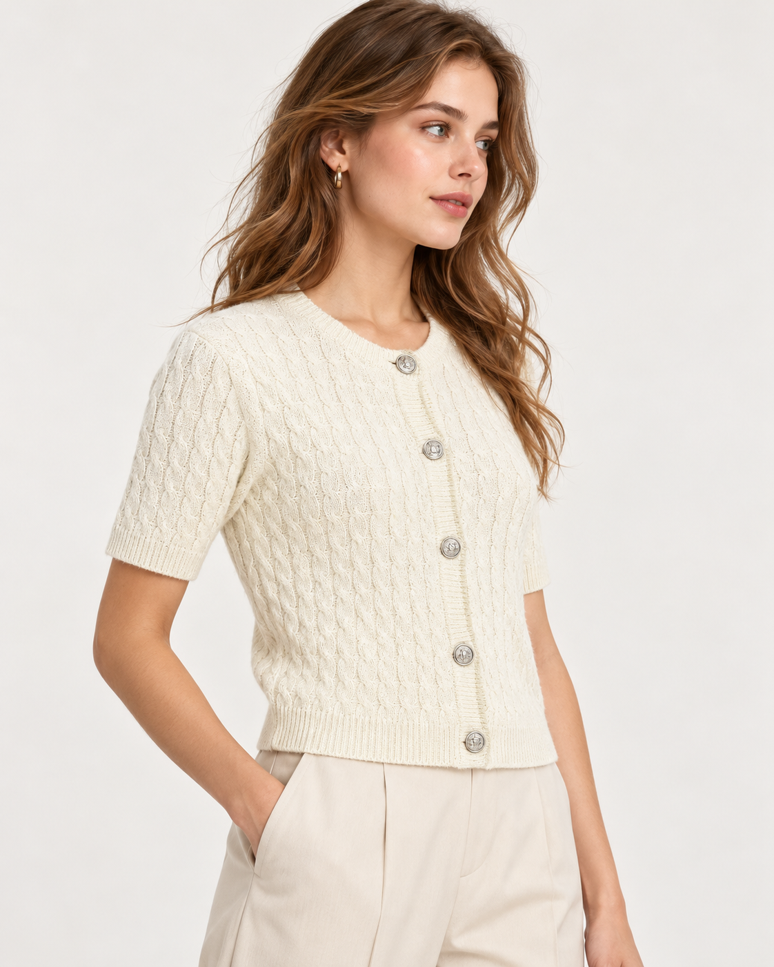 CARDIGAN MANCHE COURTE BOUTONNÉ