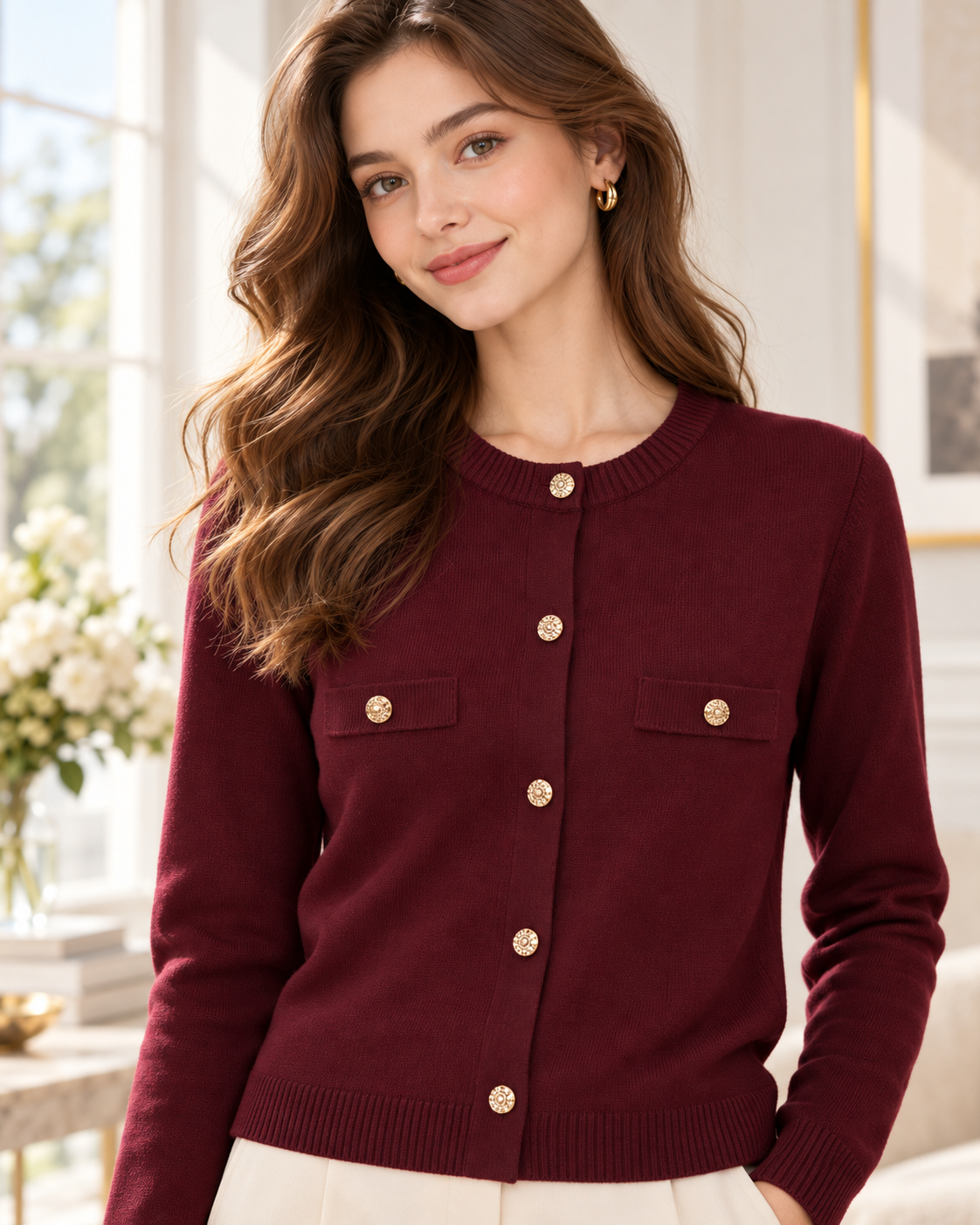 CARDIGAN UNI BOUTONNÉ