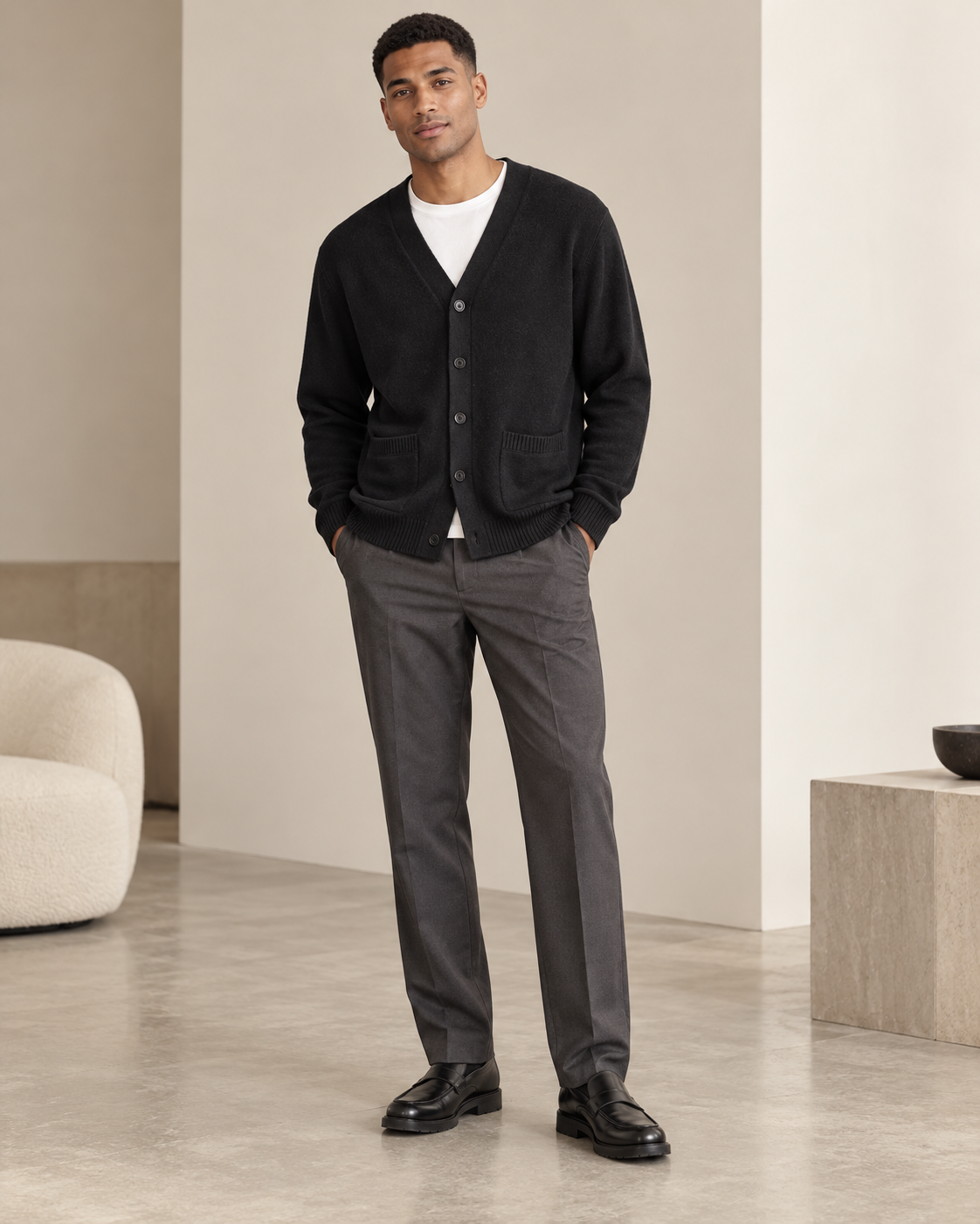 CARDIGAN BOUTONNÉ COL V