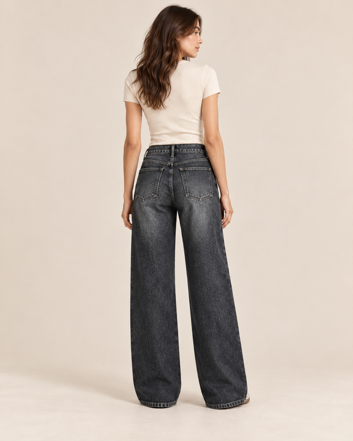 JEAN LARGE TAILLE HAUTE DÉLAVÉ