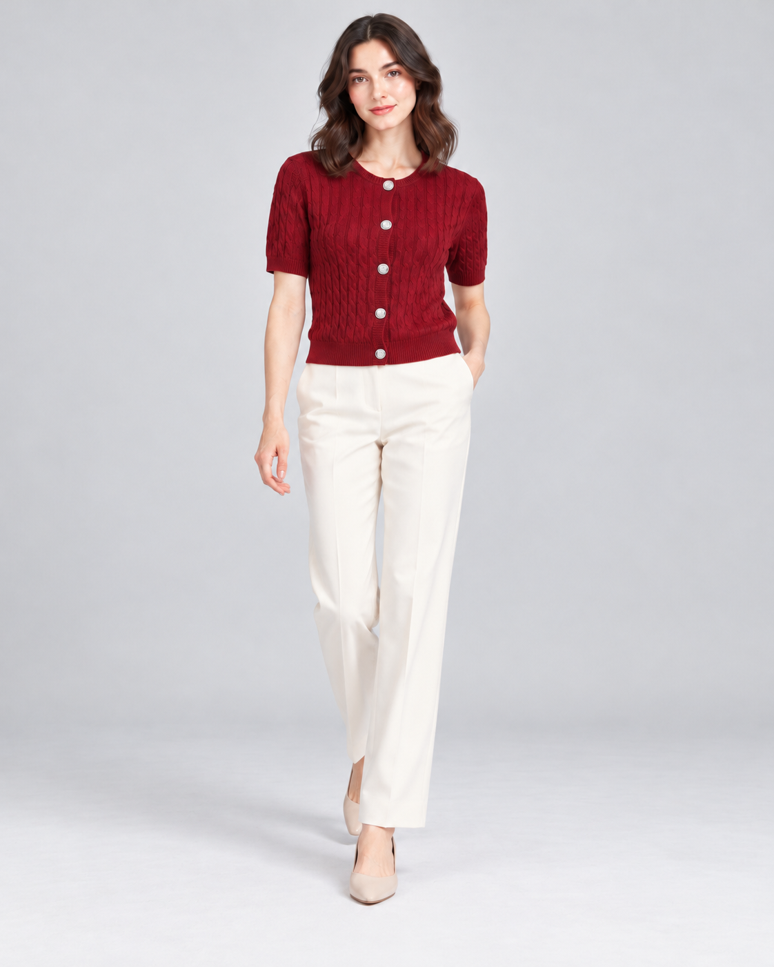 CARDIGAN MANCHE COURTE BOUTONNÉ