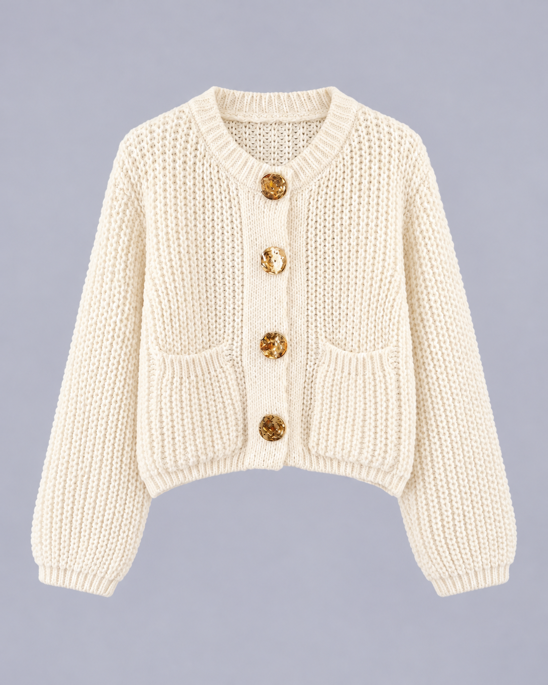 CARDIGAN ÉPAIS UNI BOUTONNÉ