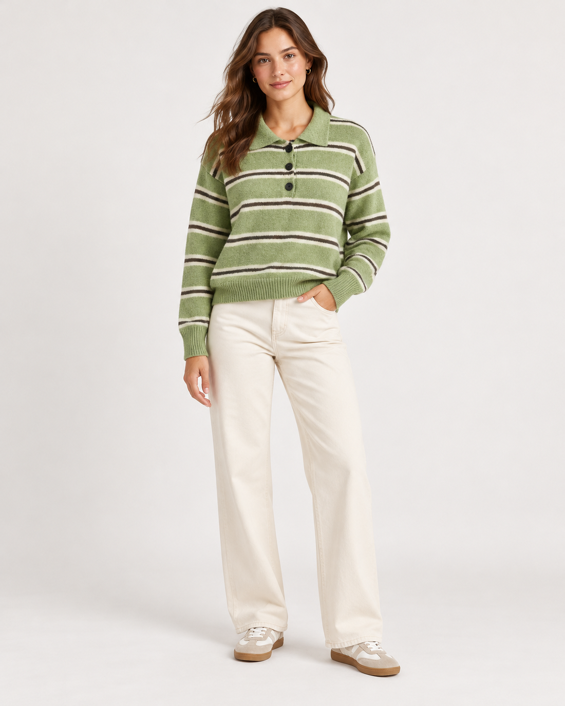 PULL POLO RAYÉ VERT
