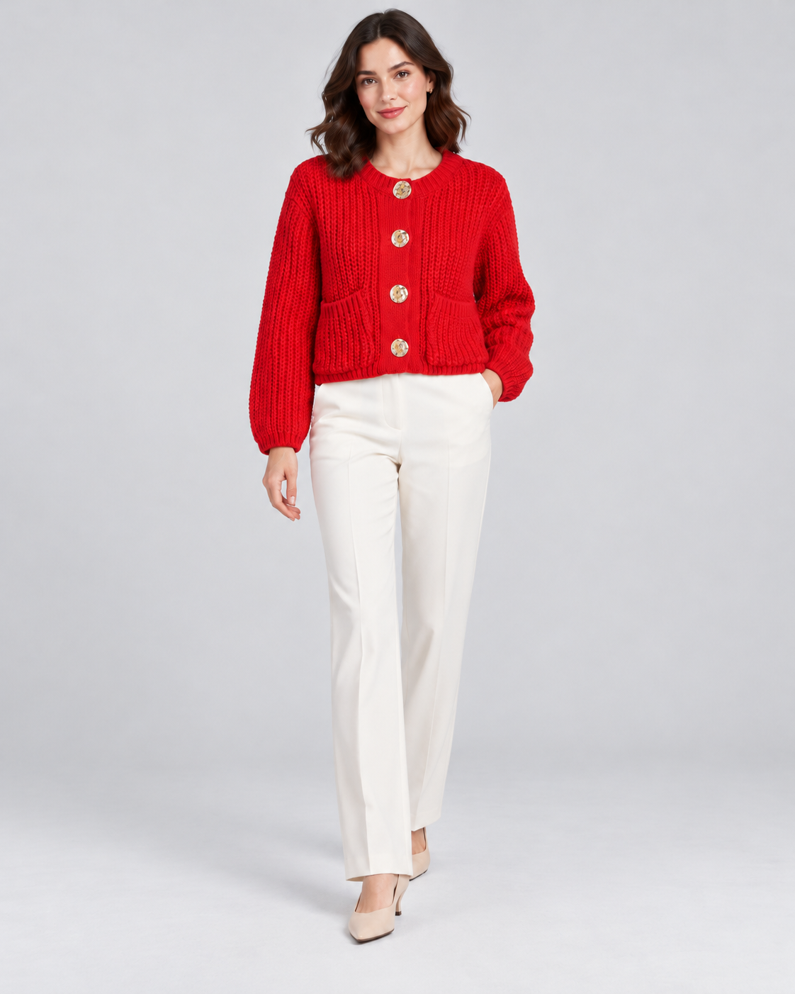 CARDIGAN ÉPAIS UNI BOUTONNÉ