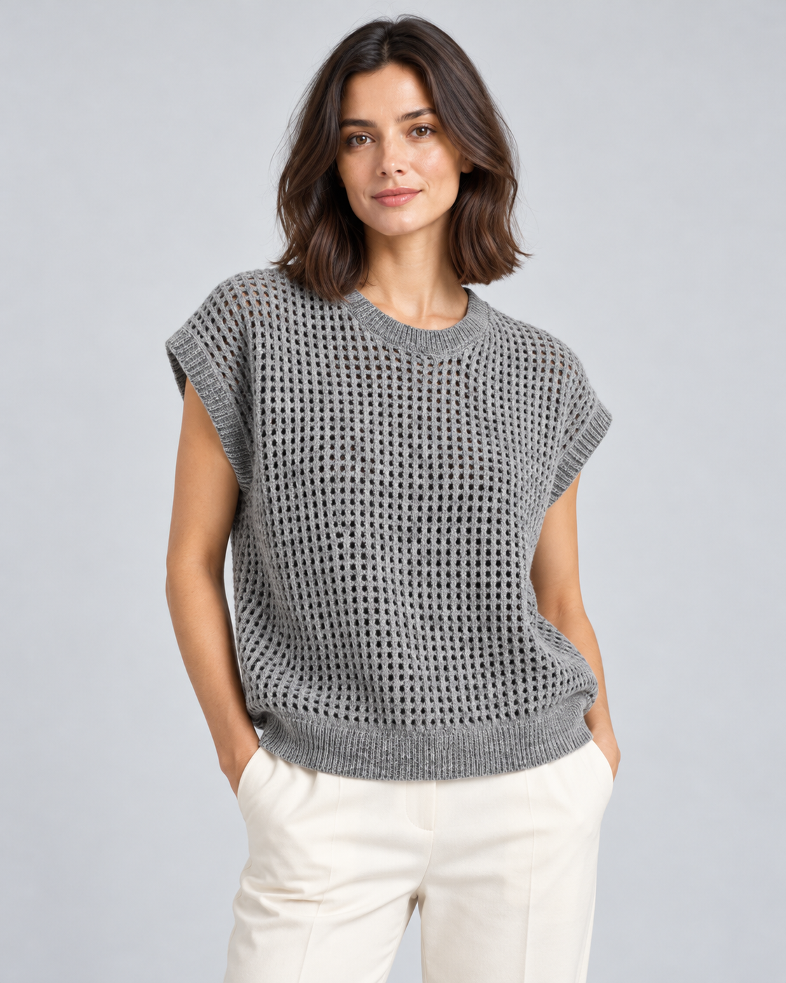 GILET SANS MANCHES EN MAILLE