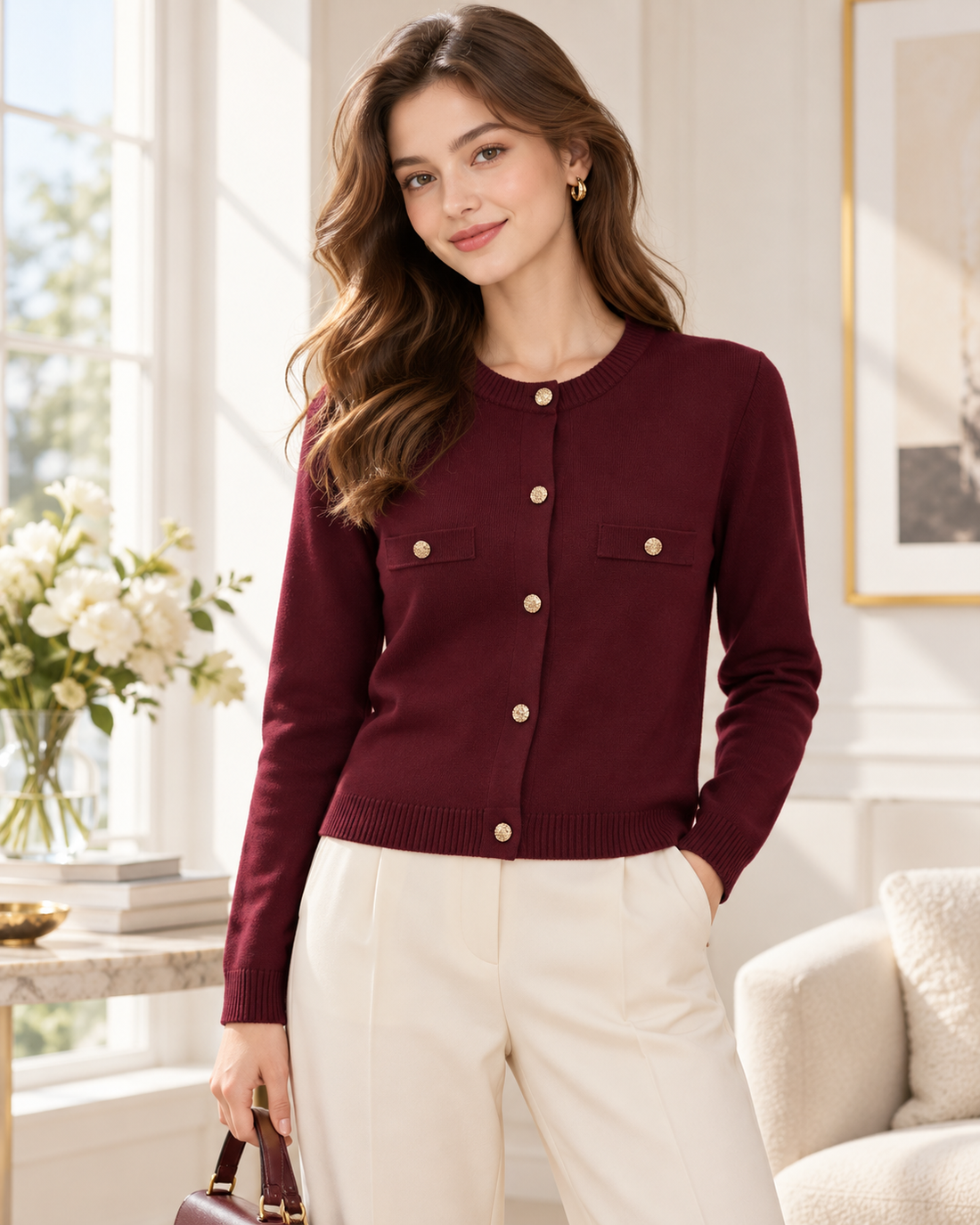 CARDIGAN UNI BOUTONNÉ