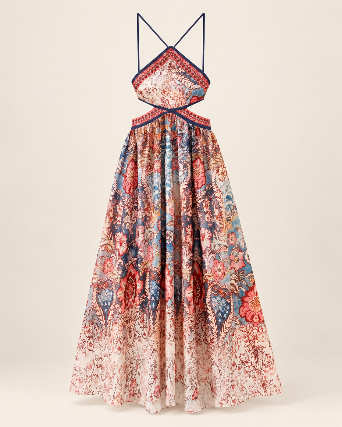 ROBE MI-LONGUE IMPRIMÉE AJOURÉE