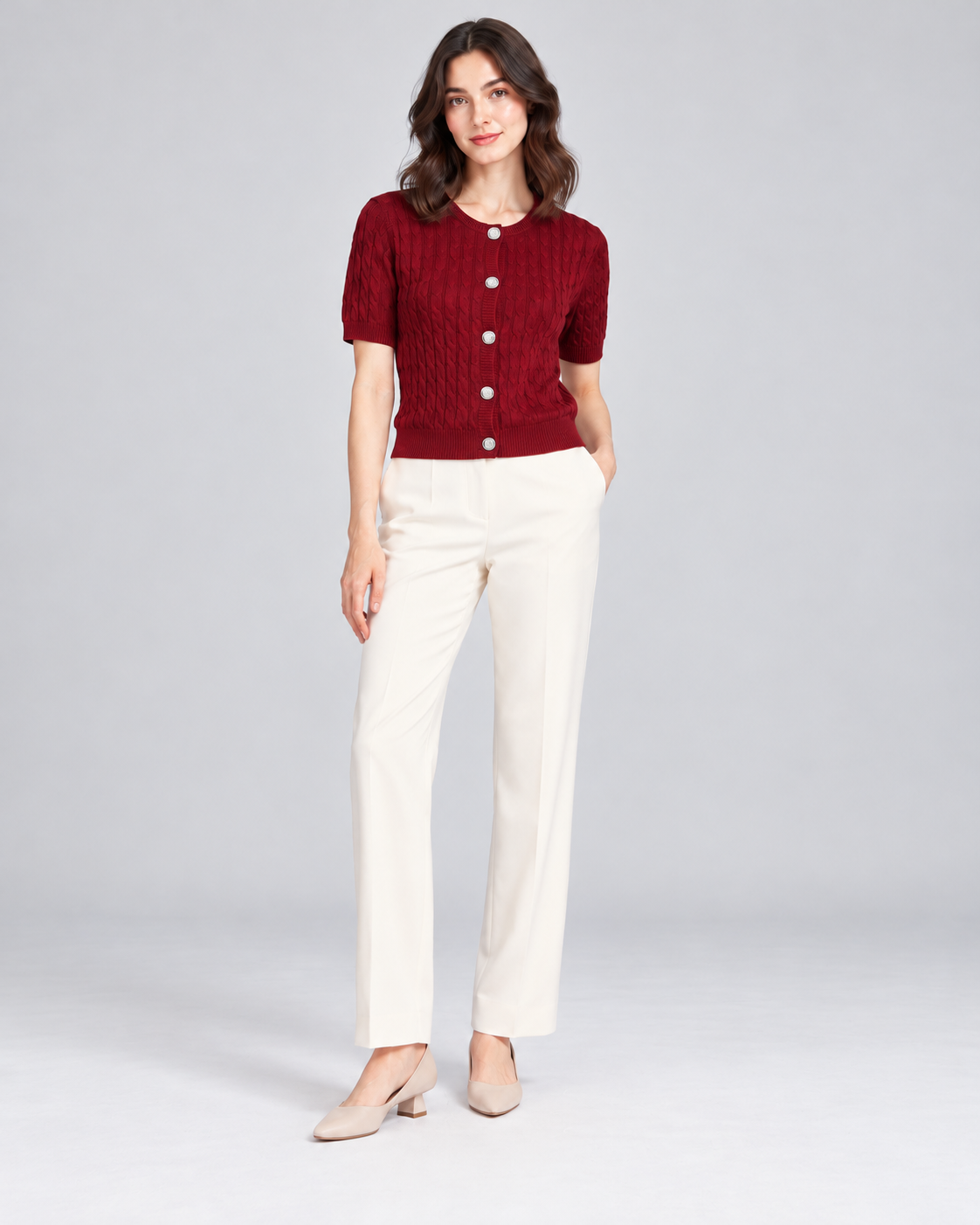 CARDIGAN MANCHE COURTE BOUTONNÉ
