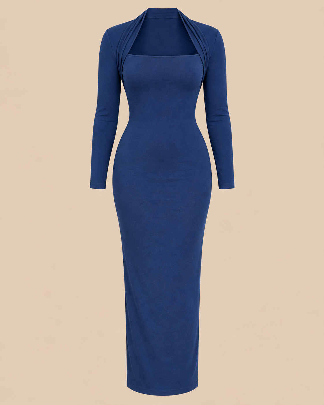 ROBE LONGUE EN MAILLE COL CARRÉ