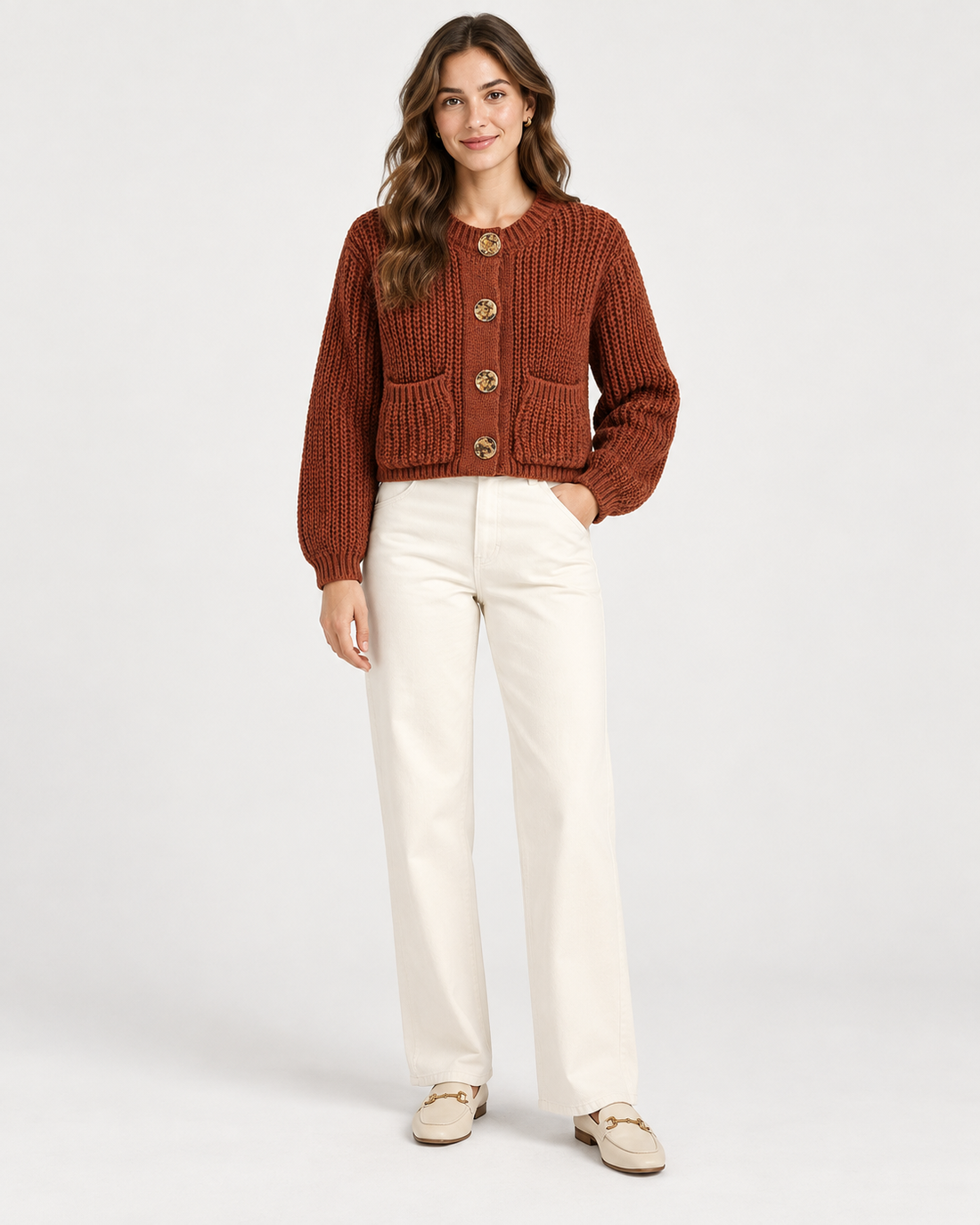 CARDIGAN ÉPAIS UNI BOUTONNÉ