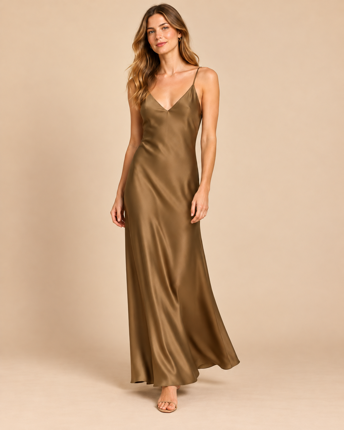 ROBE LONGUE SATINÉE À BRETELLES
