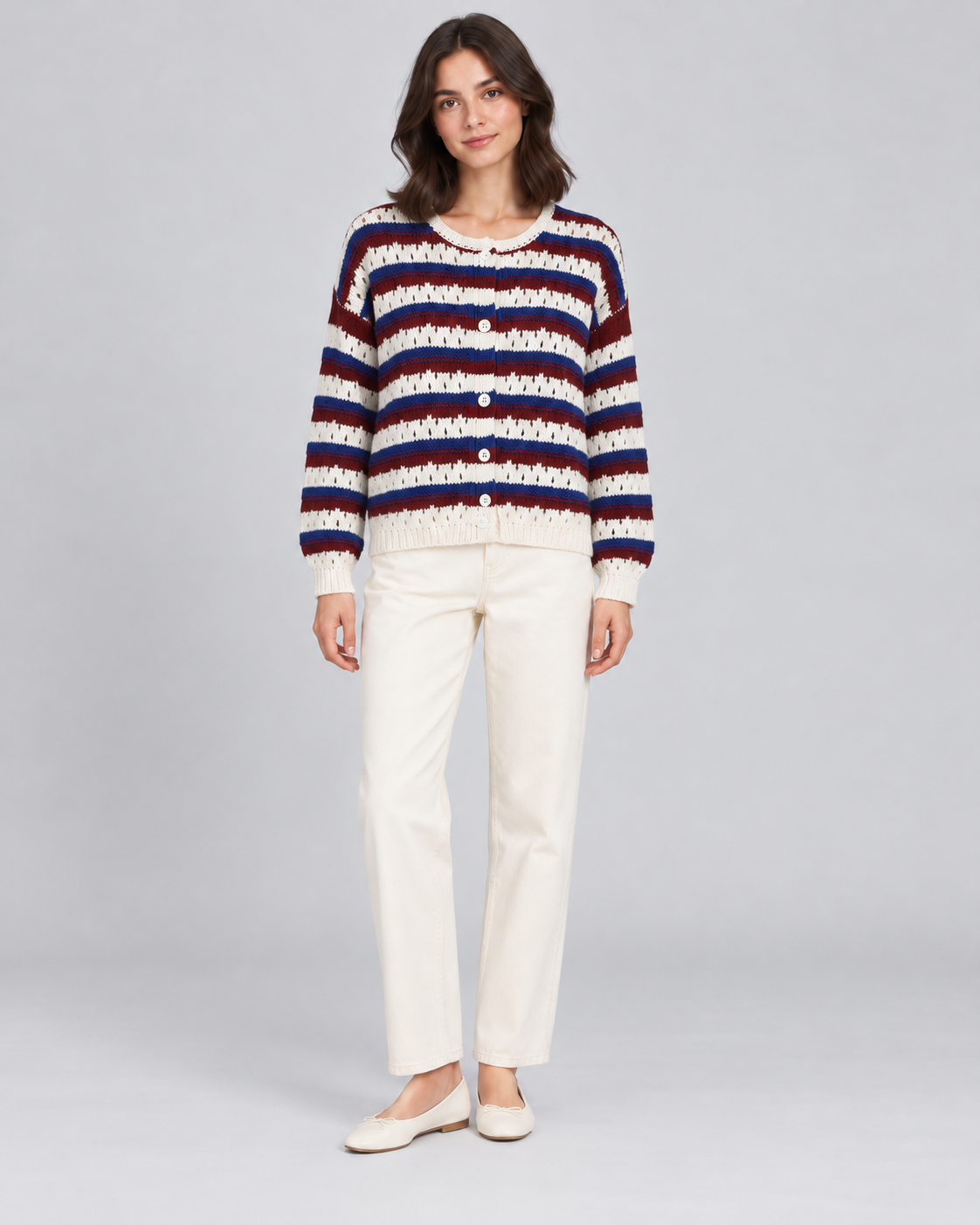 CARDIGAN ÉPAIS RAYÉ BOUTONNÉ