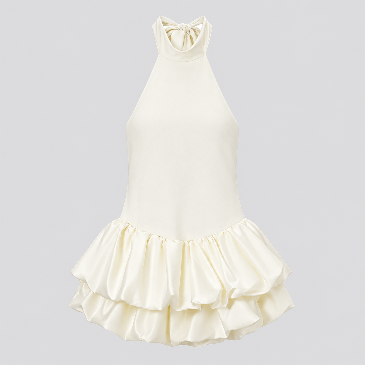 ROBE COURTE À VOLANTS COL AMÉRICAIN