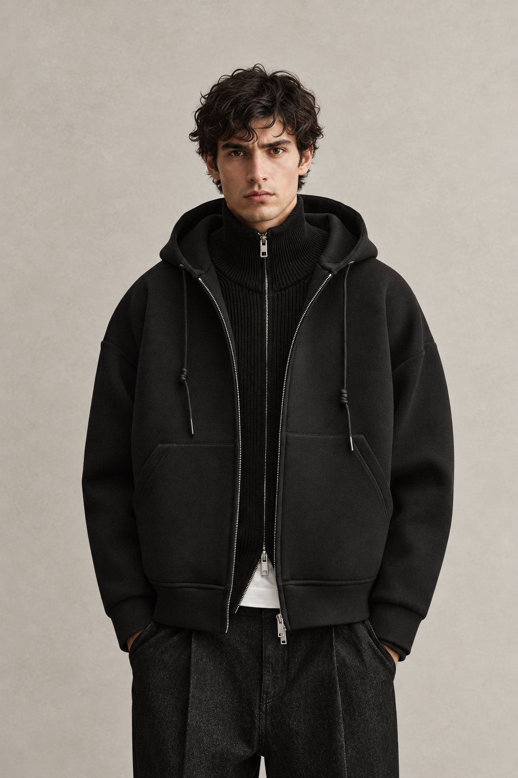 GILET ZIPPÉ À CAPUCHE