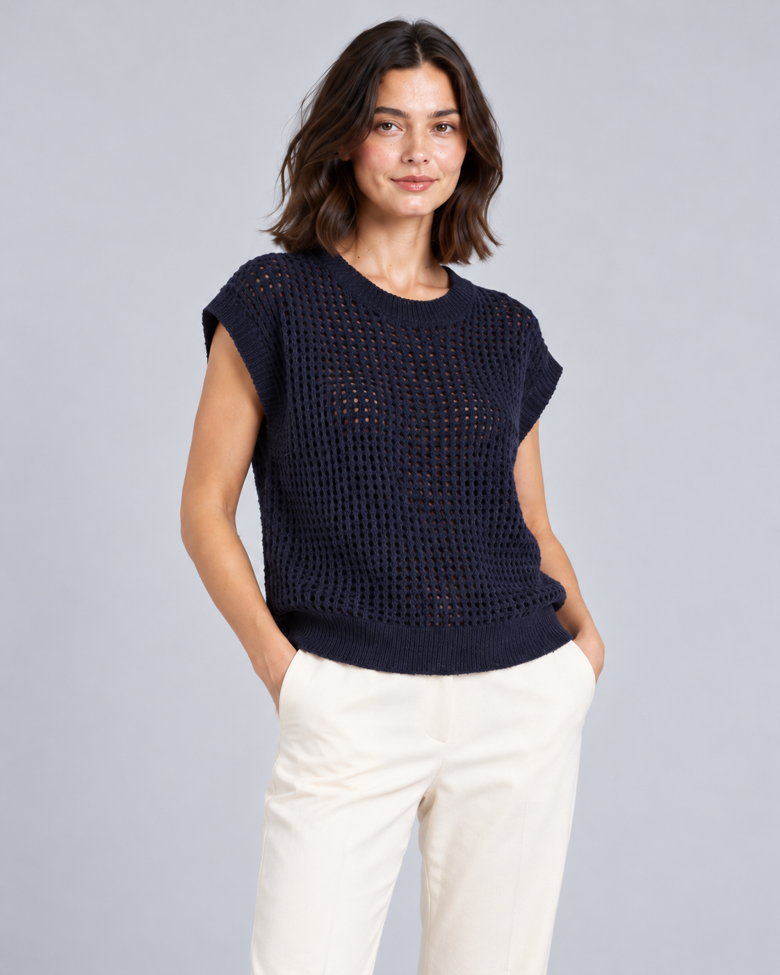 GILET SANS MANCHES EN MAILLE