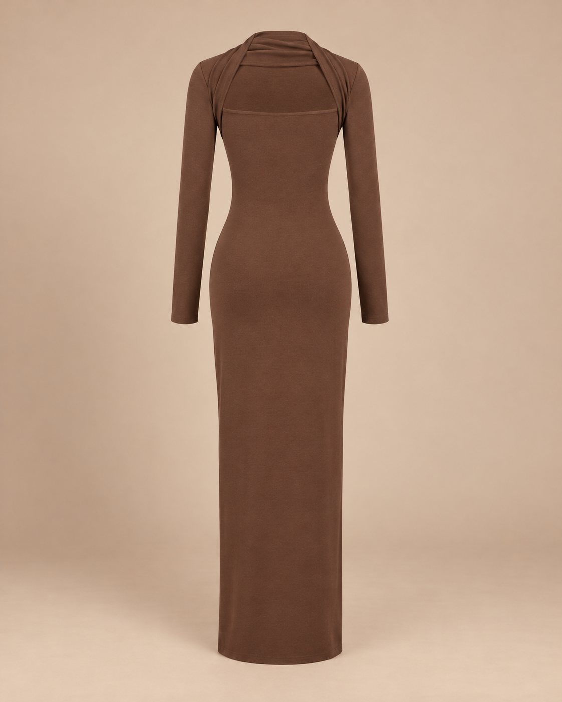 ROBE LONGUE EN MAILLE COL CARRÉ