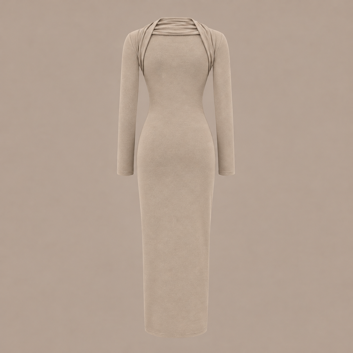 ROBE LONGUE EN MAILLE COL CARRÉ