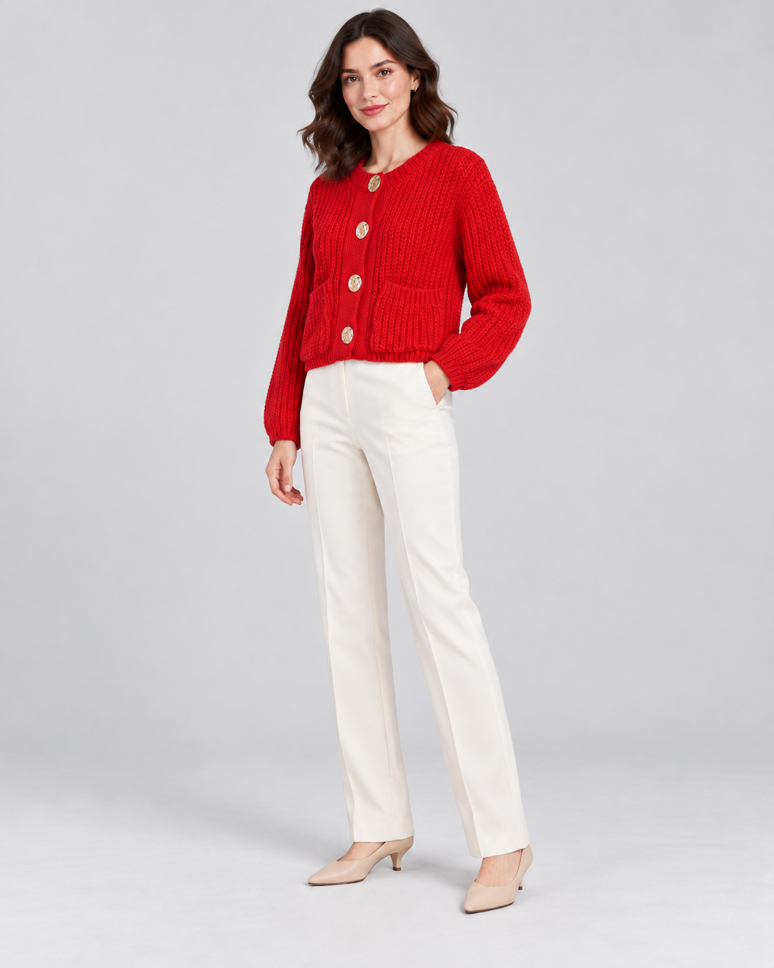 CARDIGAN ÉPAIS UNI BOUTONNÉ