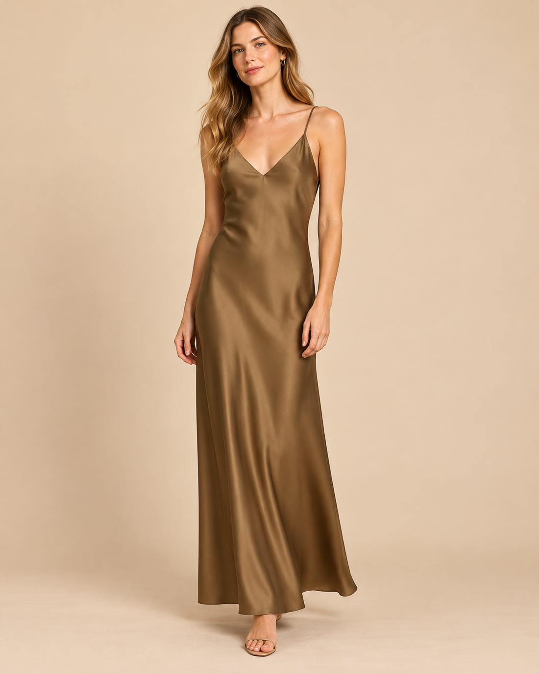 ROBE LONGUE SATINÉE À BRETELLES