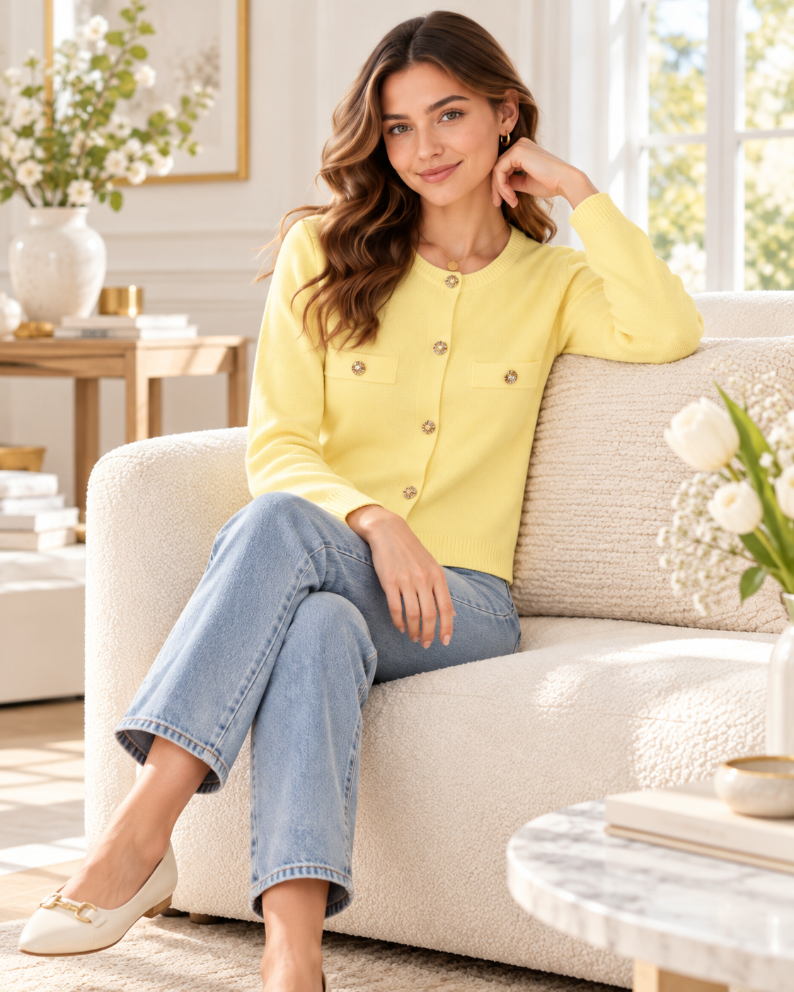 CARDIGAN UNI BOUTONNÉ