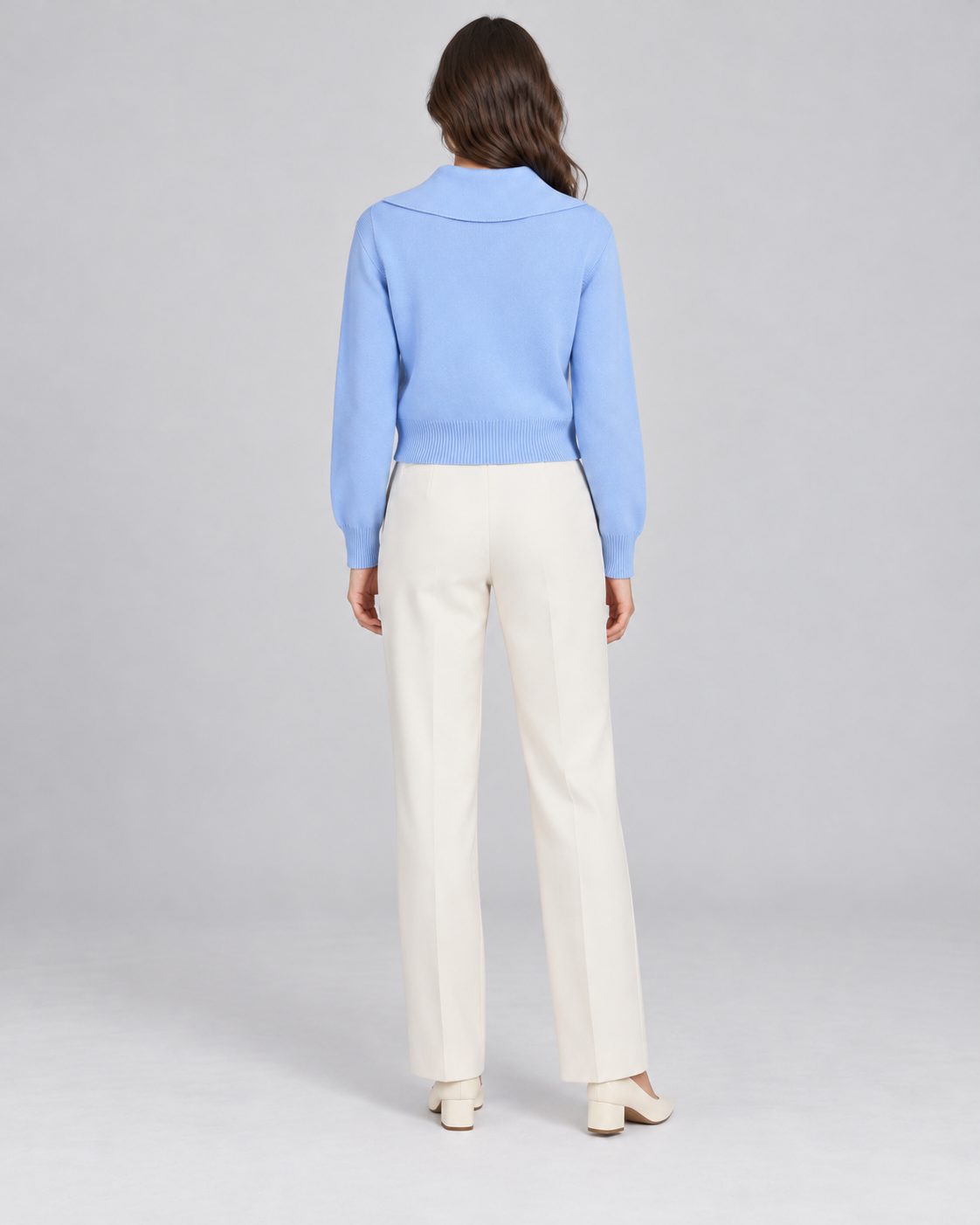 CARDIGAN ZIPPÉ BLEU AVEC COL