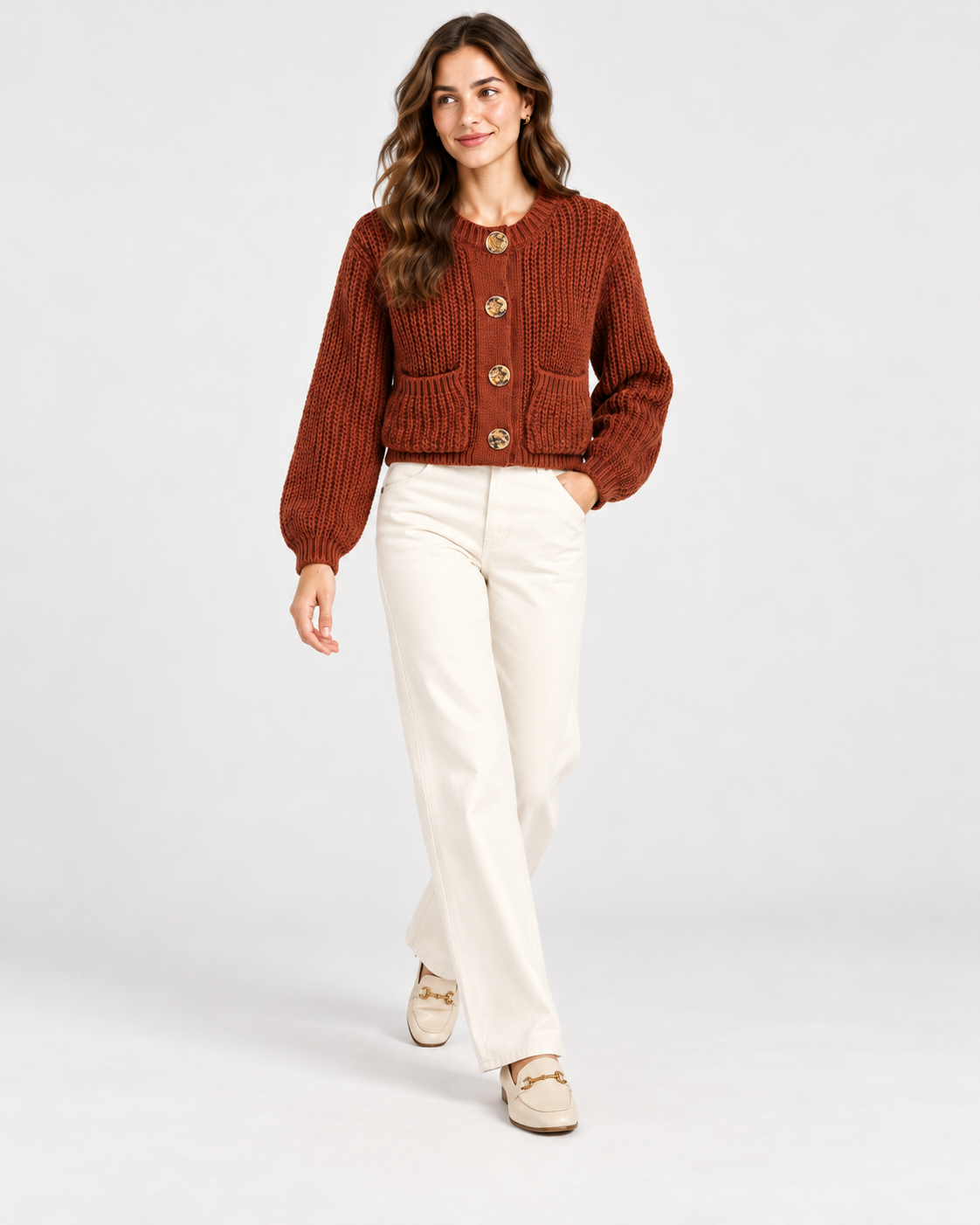 CARDIGAN ÉPAIS UNI BOUTONNÉ