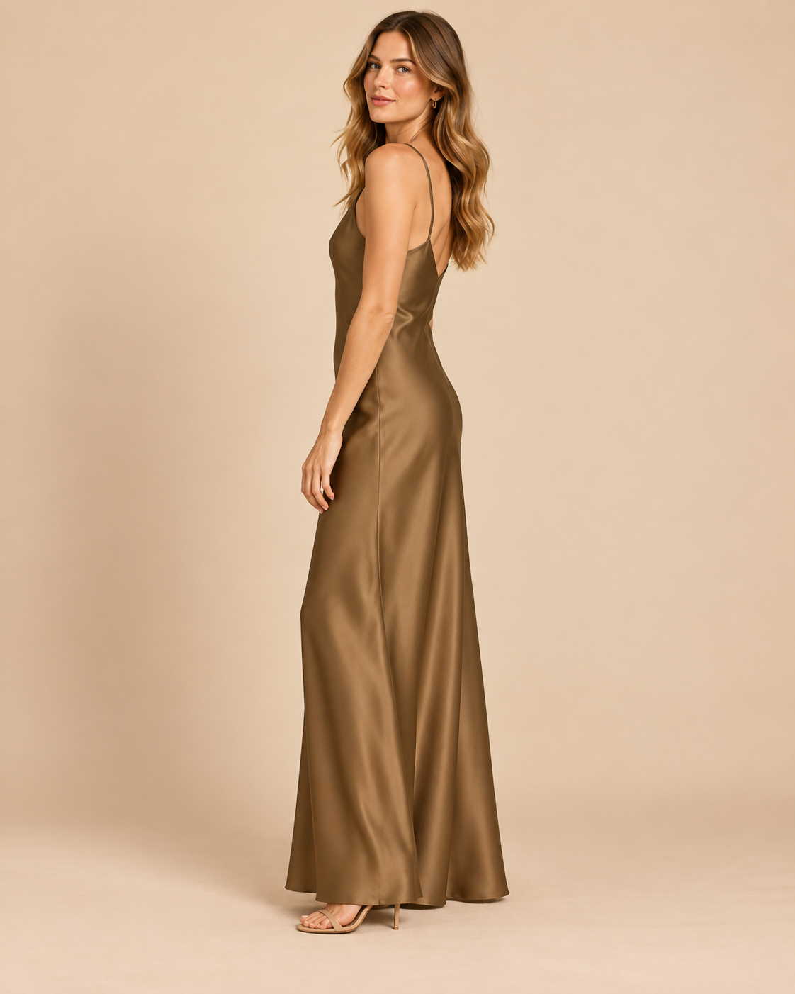 ROBE LONGUE SATINÉE À BRETELLES