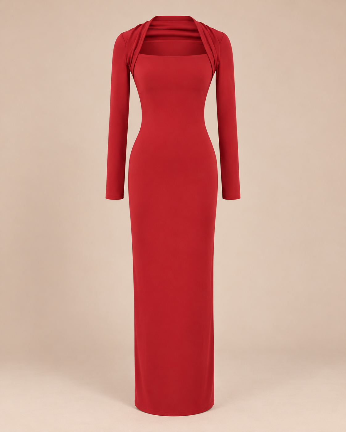 ROBE LONGUE EN MAILLE COL CARRÉ