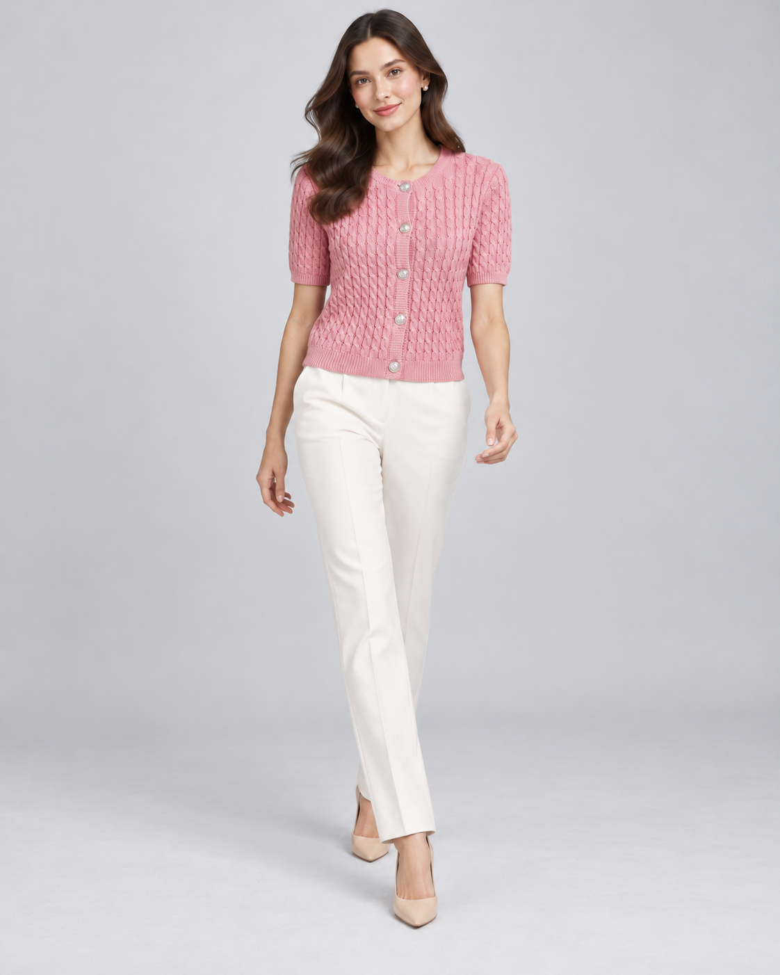 CARDIGAN MANCHE COURTE BOUTONNÉ