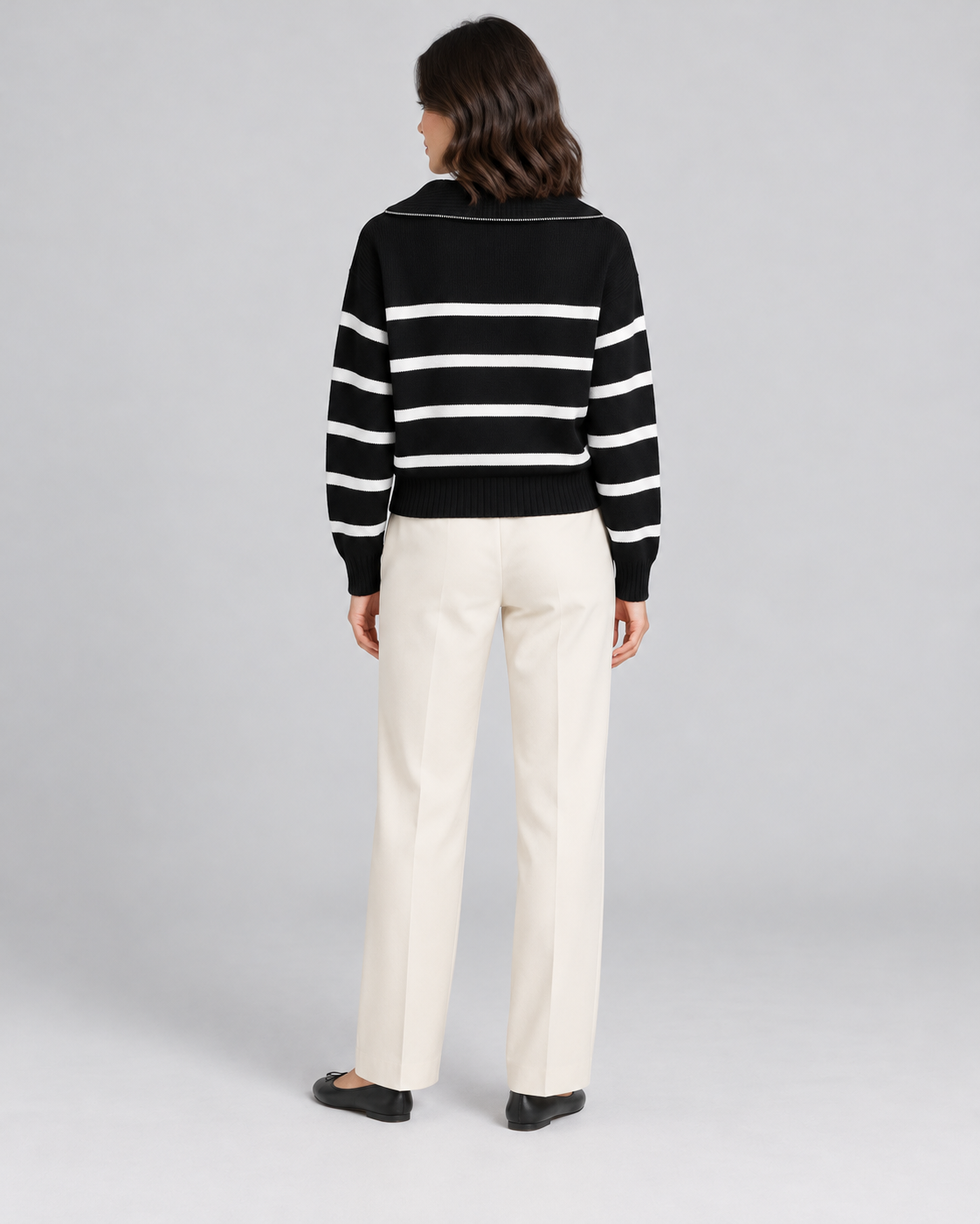 PULL RAYÉ DEMI-ZIP
