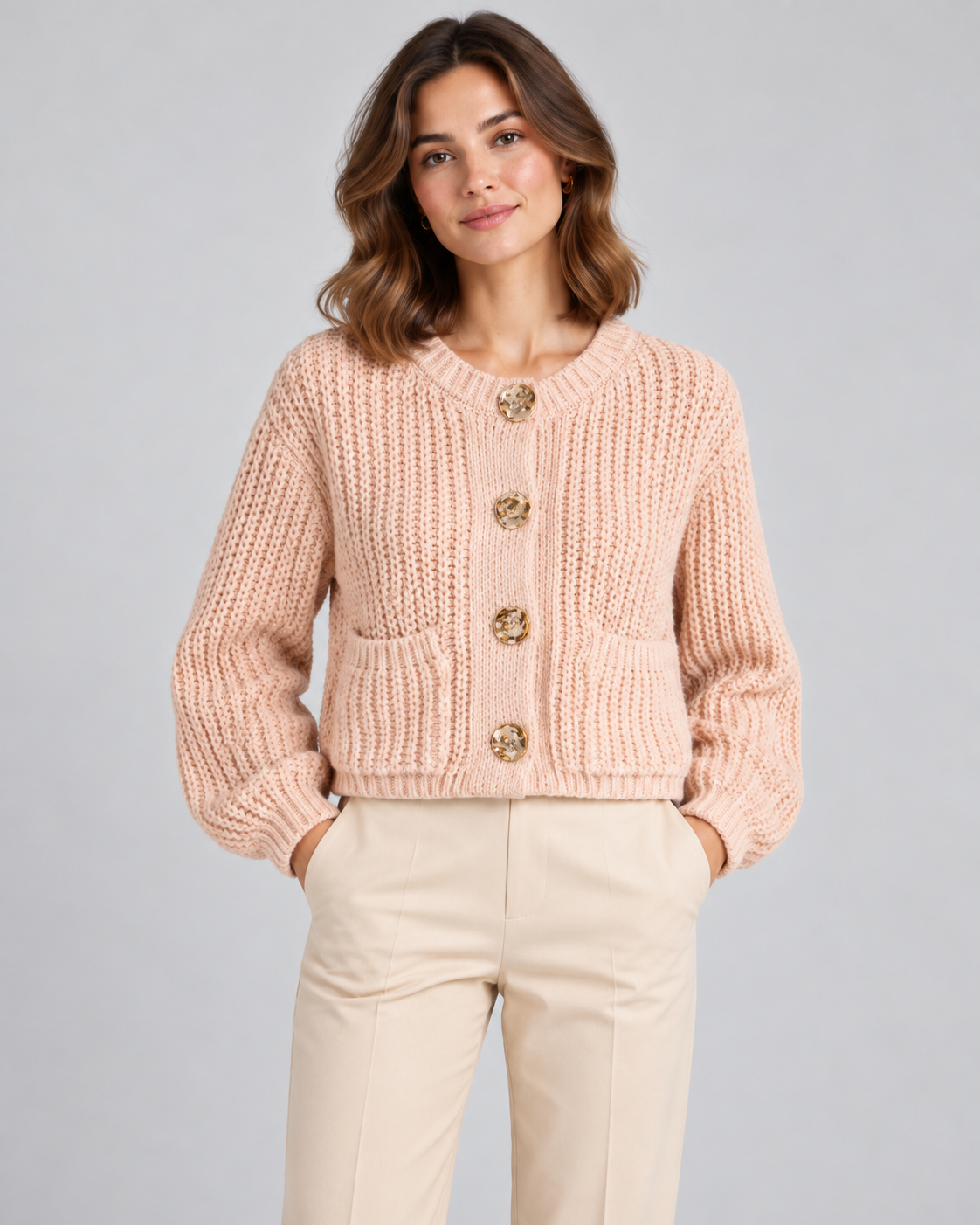 CARDIGAN ÉPAIS UNI BOUTONNÉ