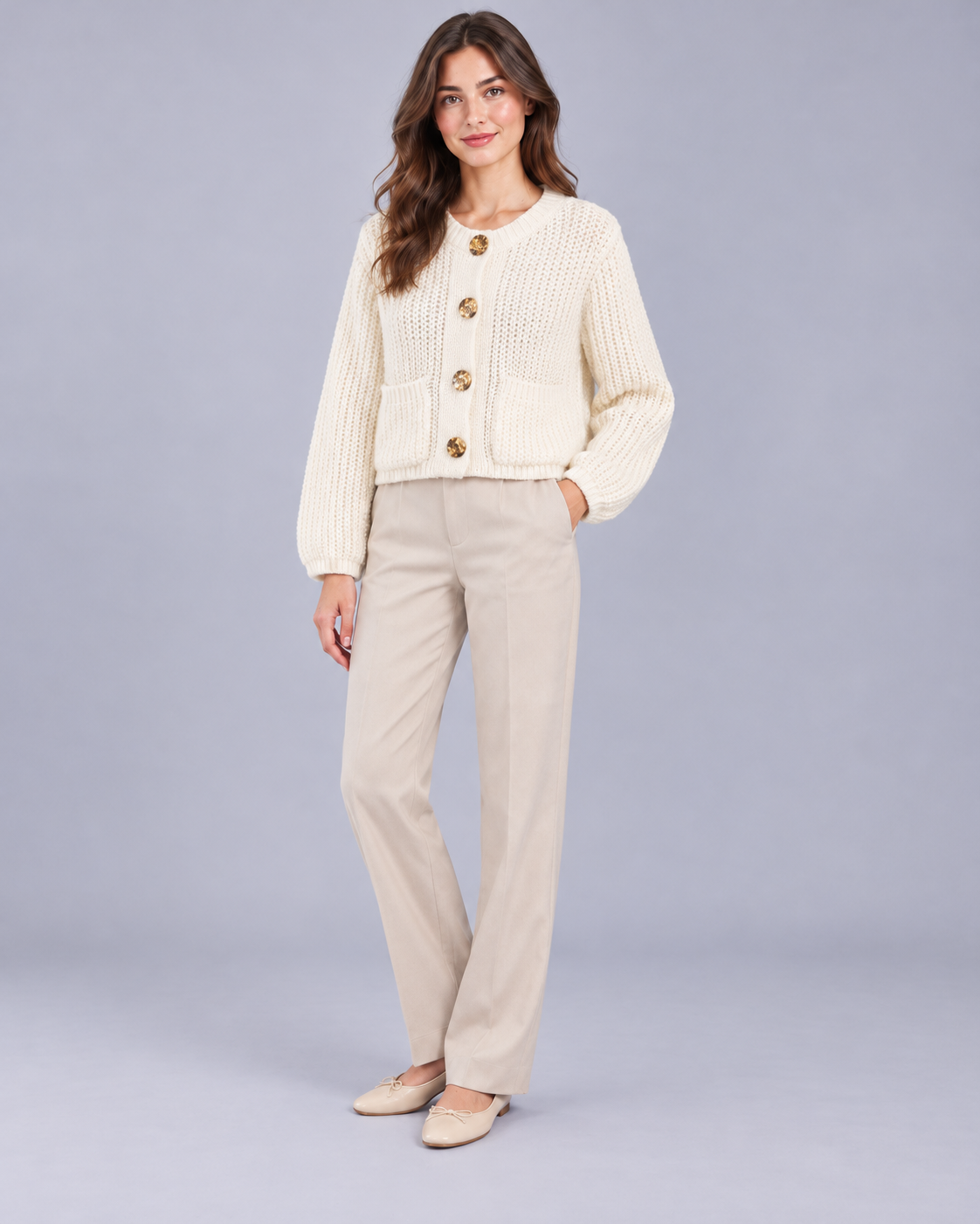 CARDIGAN ÉPAIS UNI BOUTONNÉ