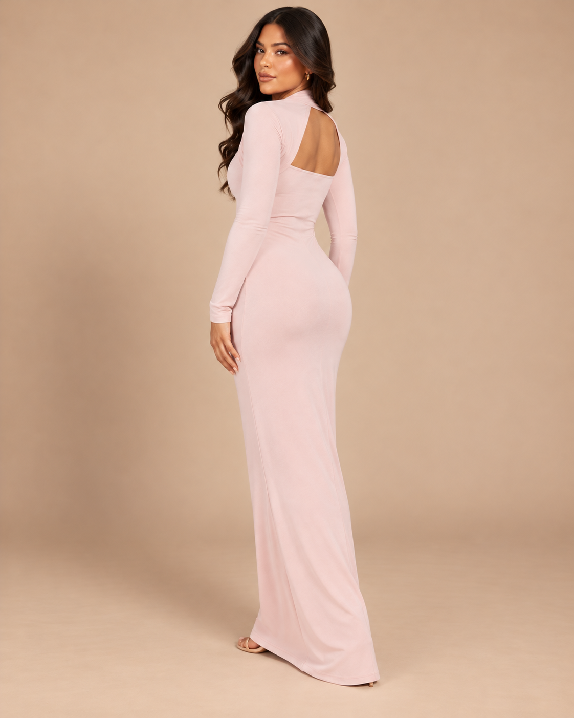 ROBE LONGUE EN MAILLE COL CARRÉ