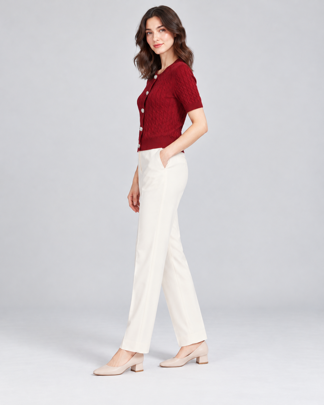 CARDIGAN MANCHE COURTE BOUTONNÉ