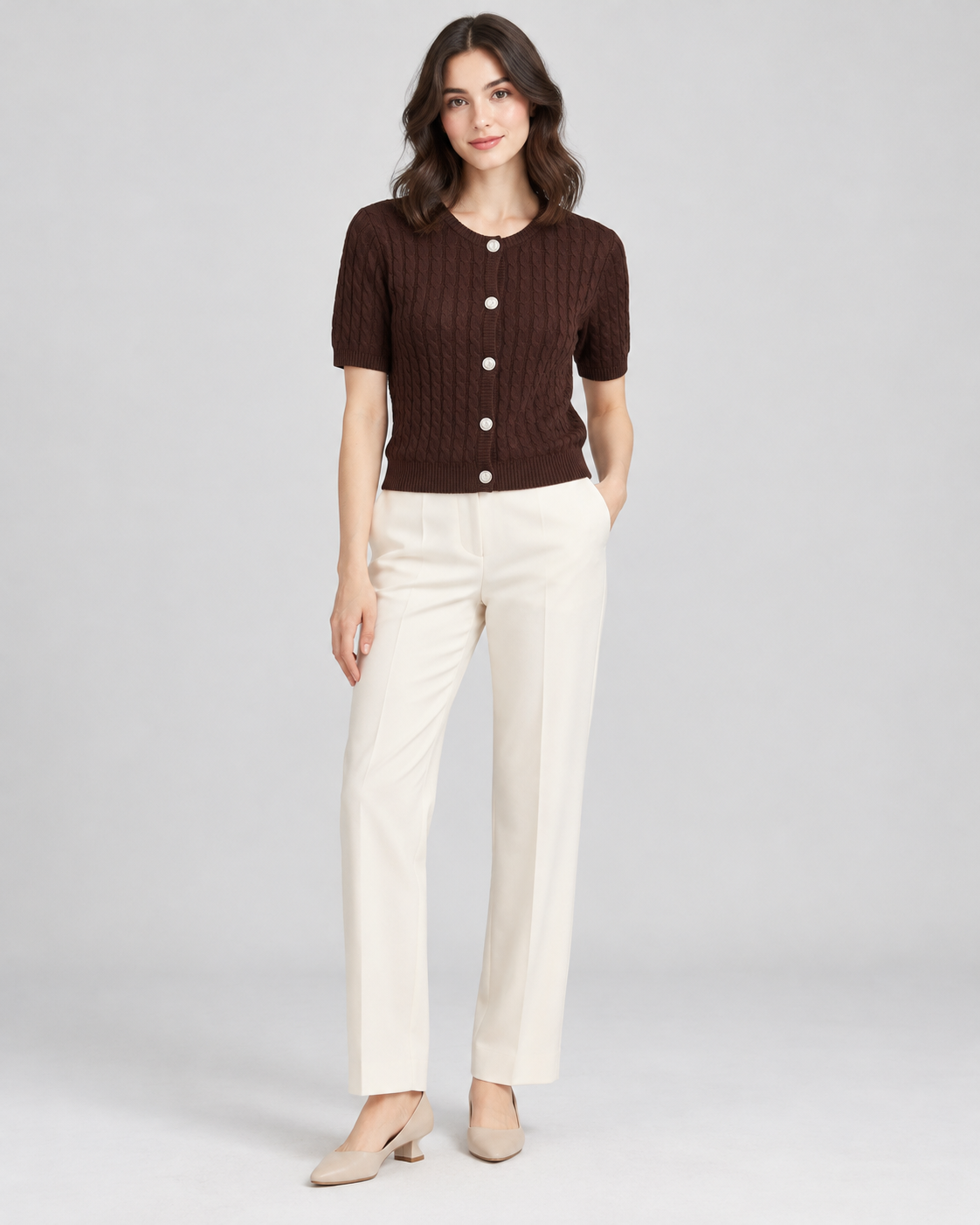 CARDIGAN MANCHE COURTE BOUTONNÉ