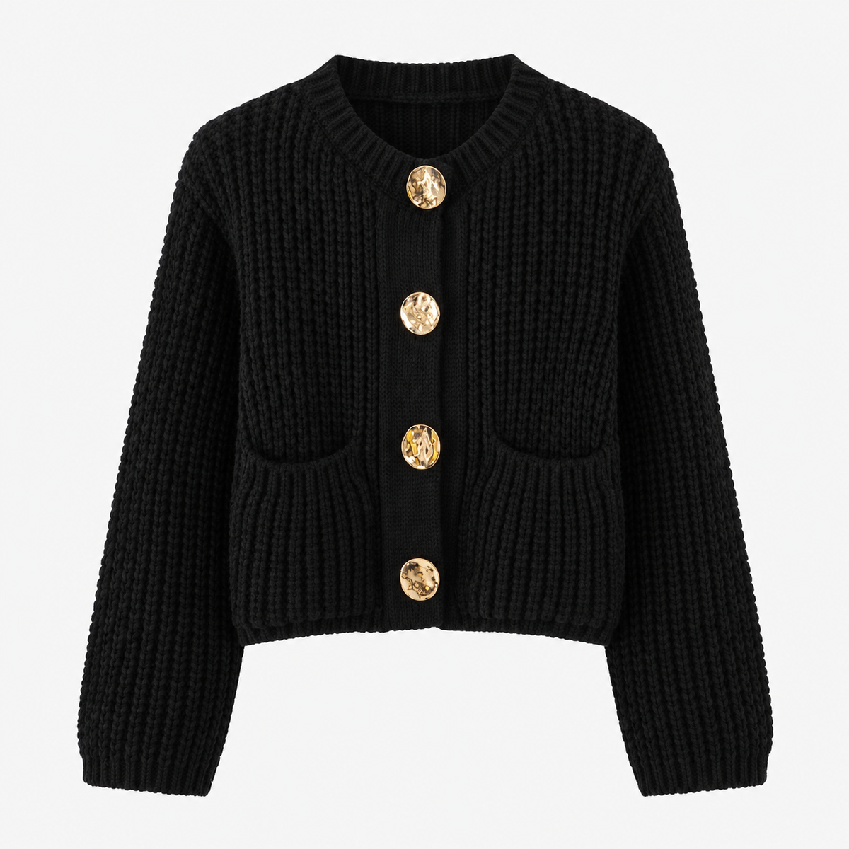 CARDIGAN ÉPAIS UNI BOUTONNÉ