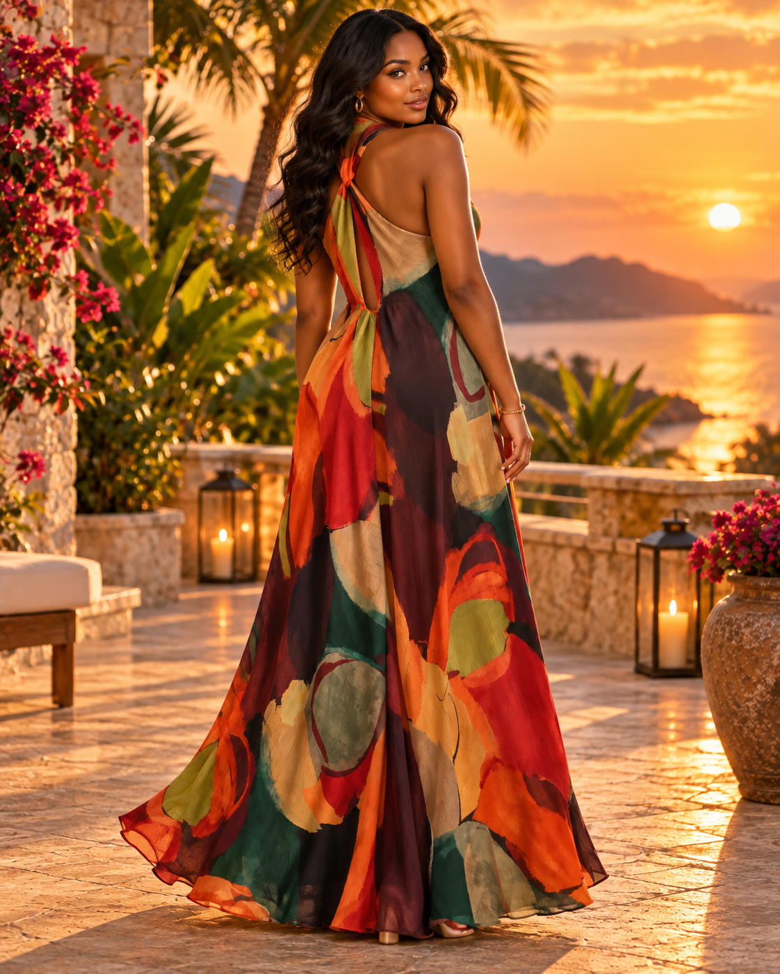 ROBE LONGUE IMPRIMÉE CROISÉE