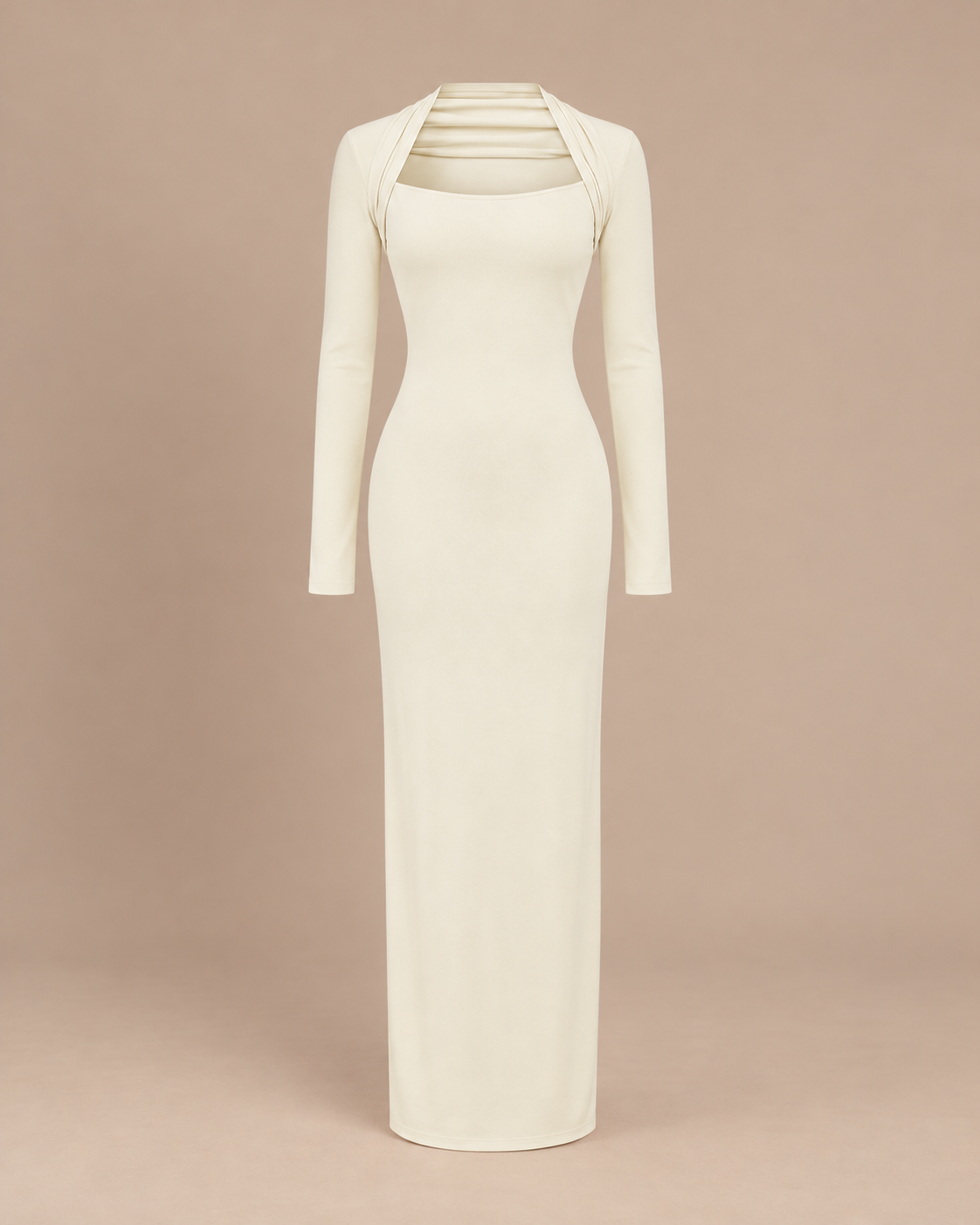 ROBE LONGUE EN MAILLE COL CARRÉ