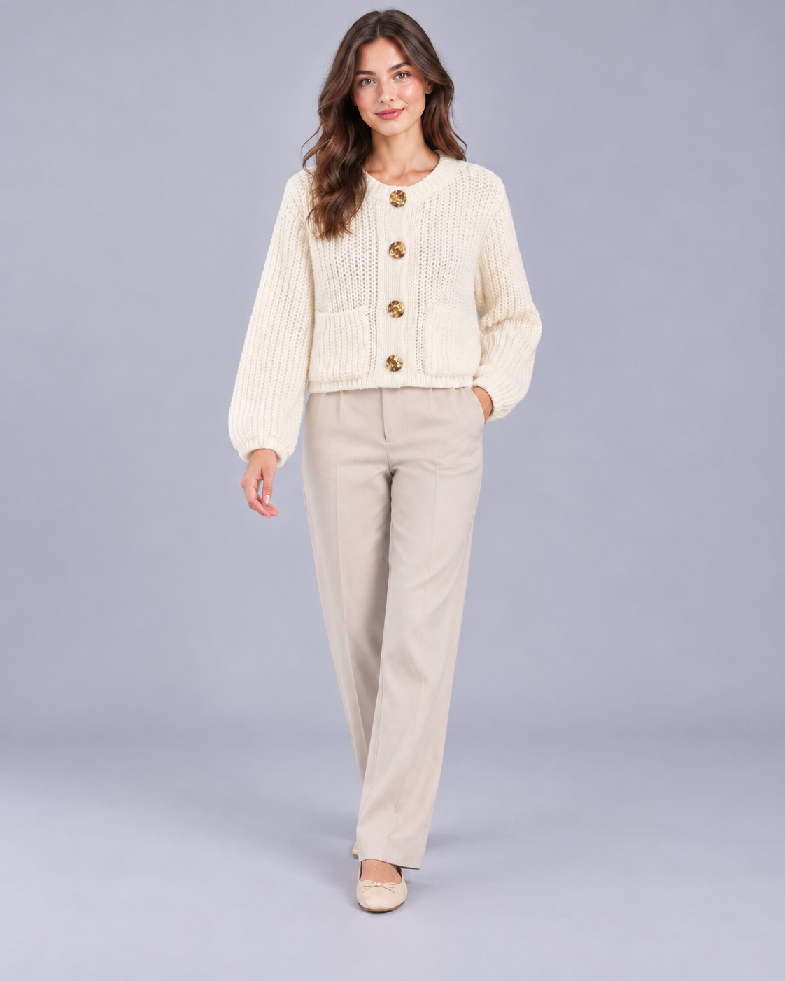 CARDIGAN ÉPAIS UNI BOUTONNÉ