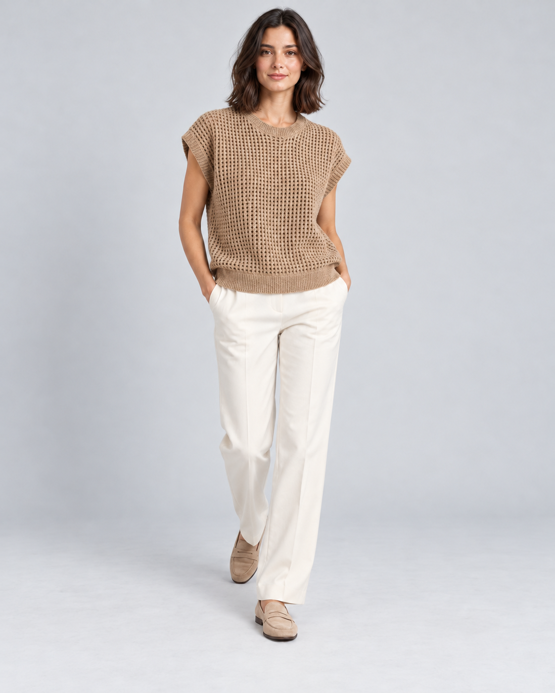 GILET SANS MANCHES EN MAILLE