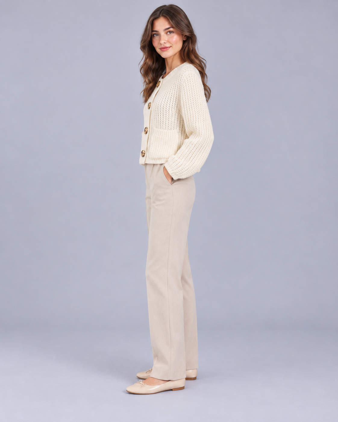 CARDIGAN ÉPAIS UNI BOUTONNÉ