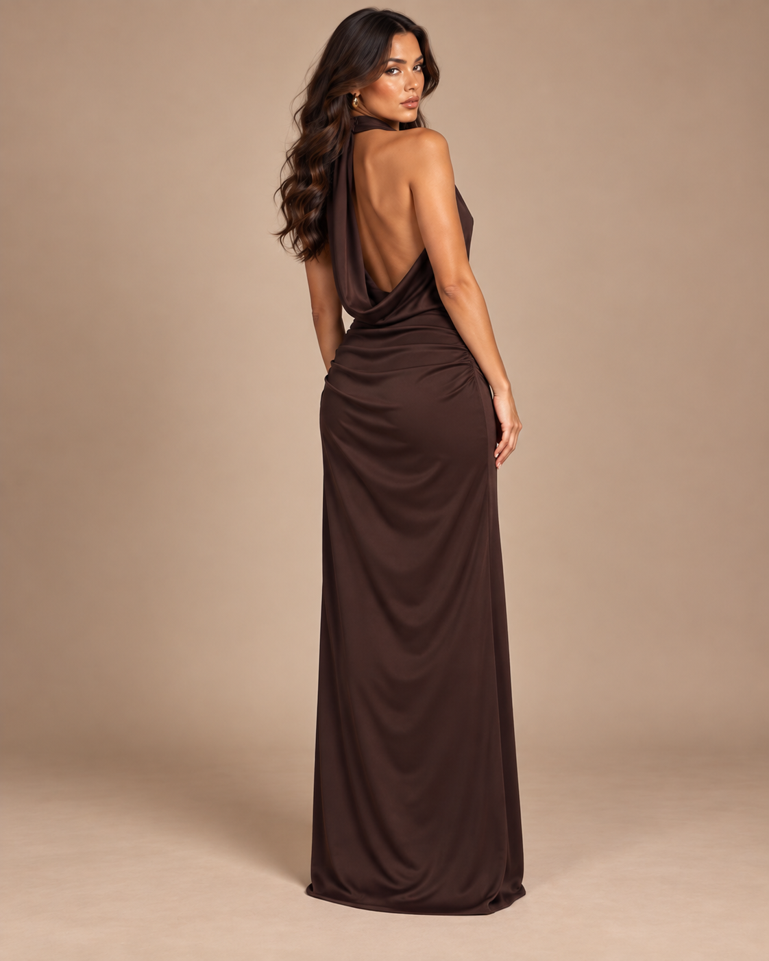 ROBE MI-LONGUE DRAPÉE COL AMÉRICAIN