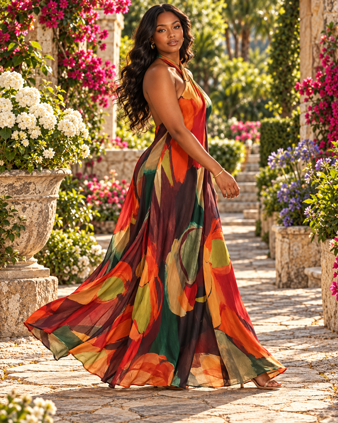 ROBE LONGUE IMPRIMÉE CROISÉE